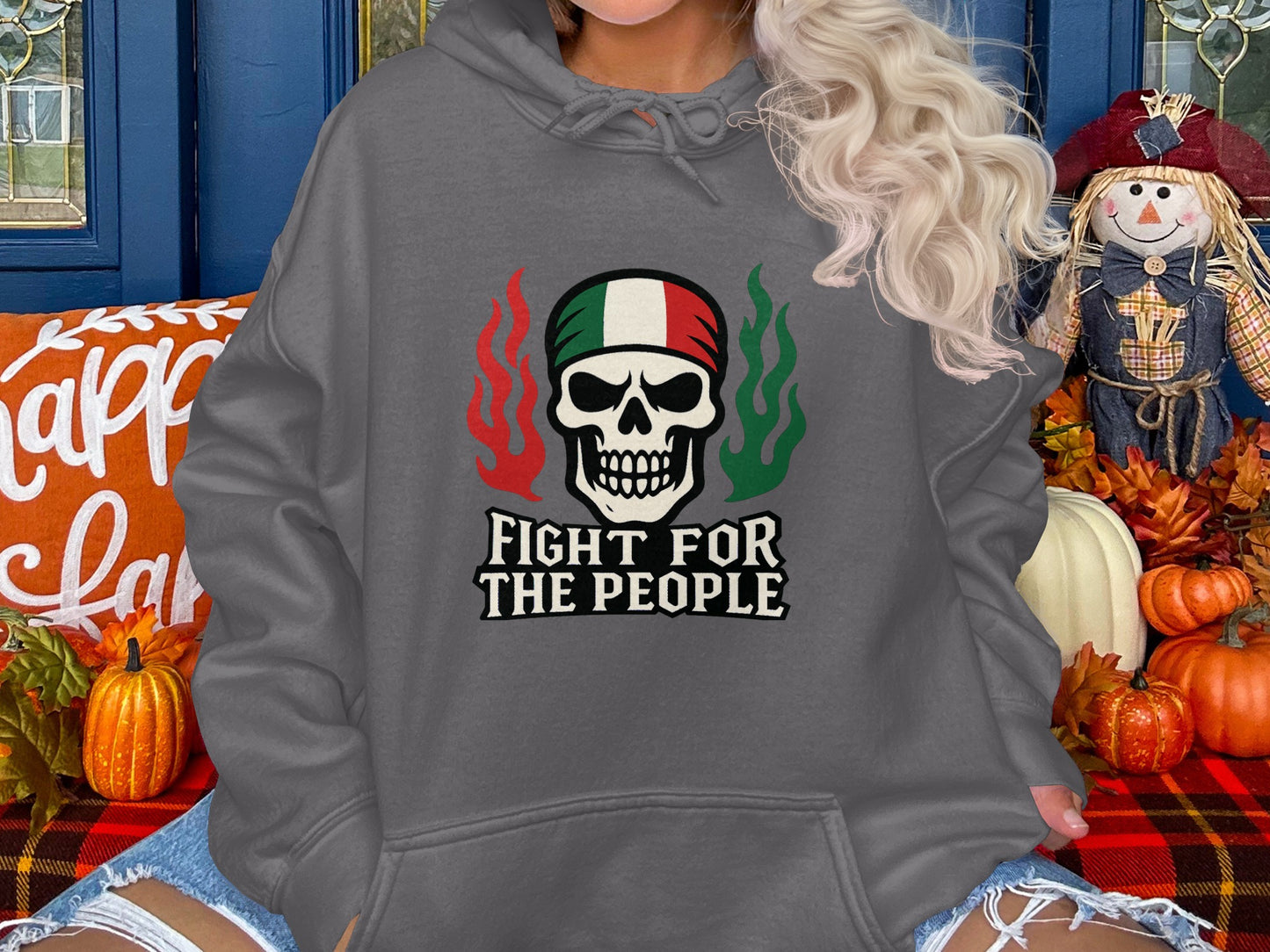Fight For The People Skull Graphic Hoodie product