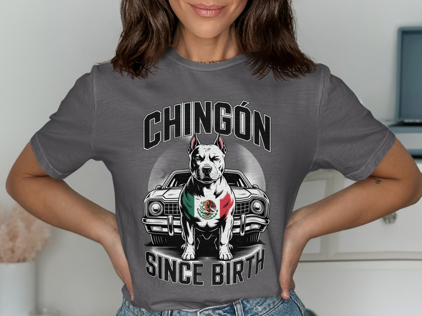 Chingón Since Birth T-shirt with Car and Dog product type