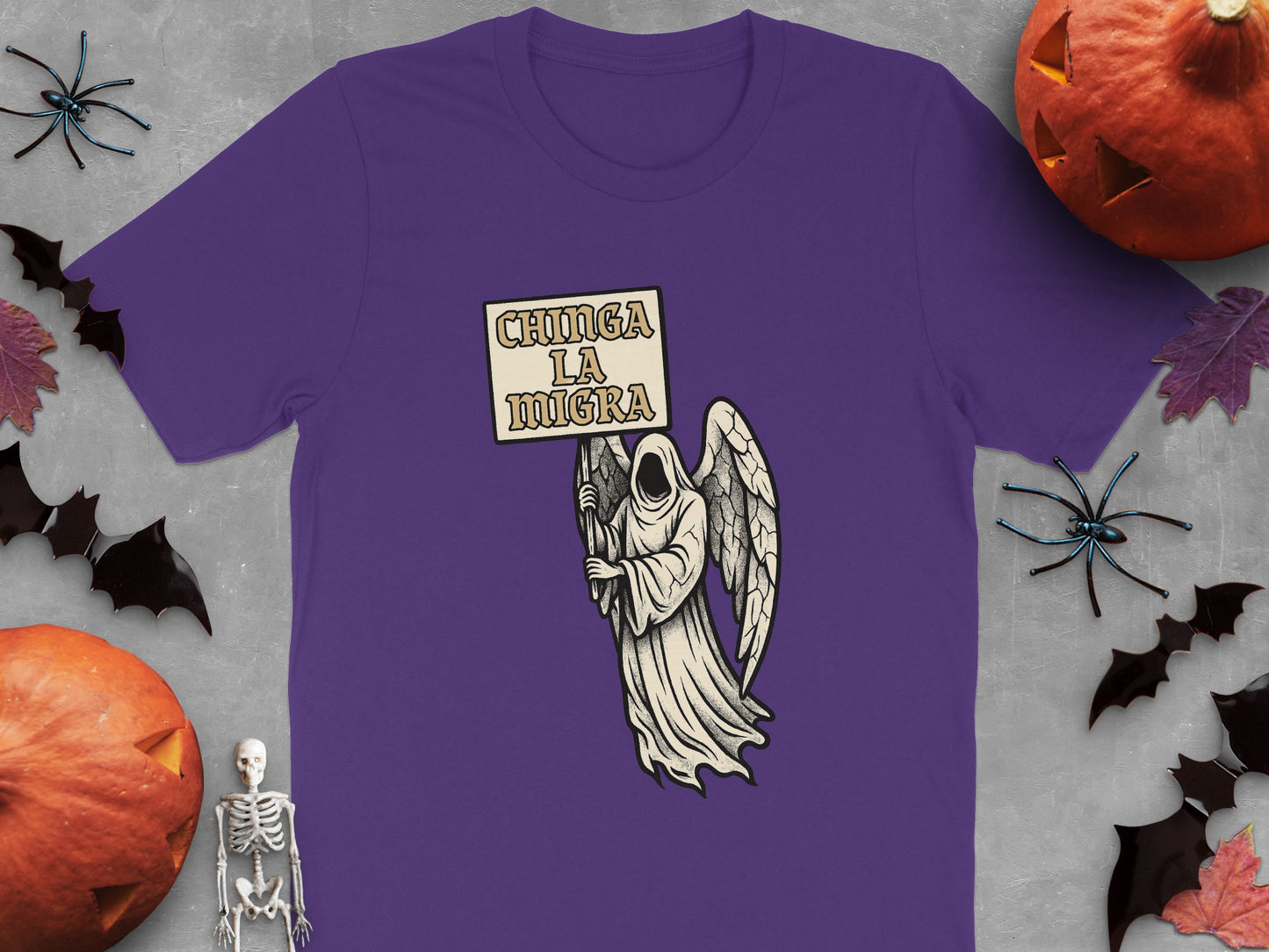 Chinga La Migra Grim Reaper Purple Halloween product