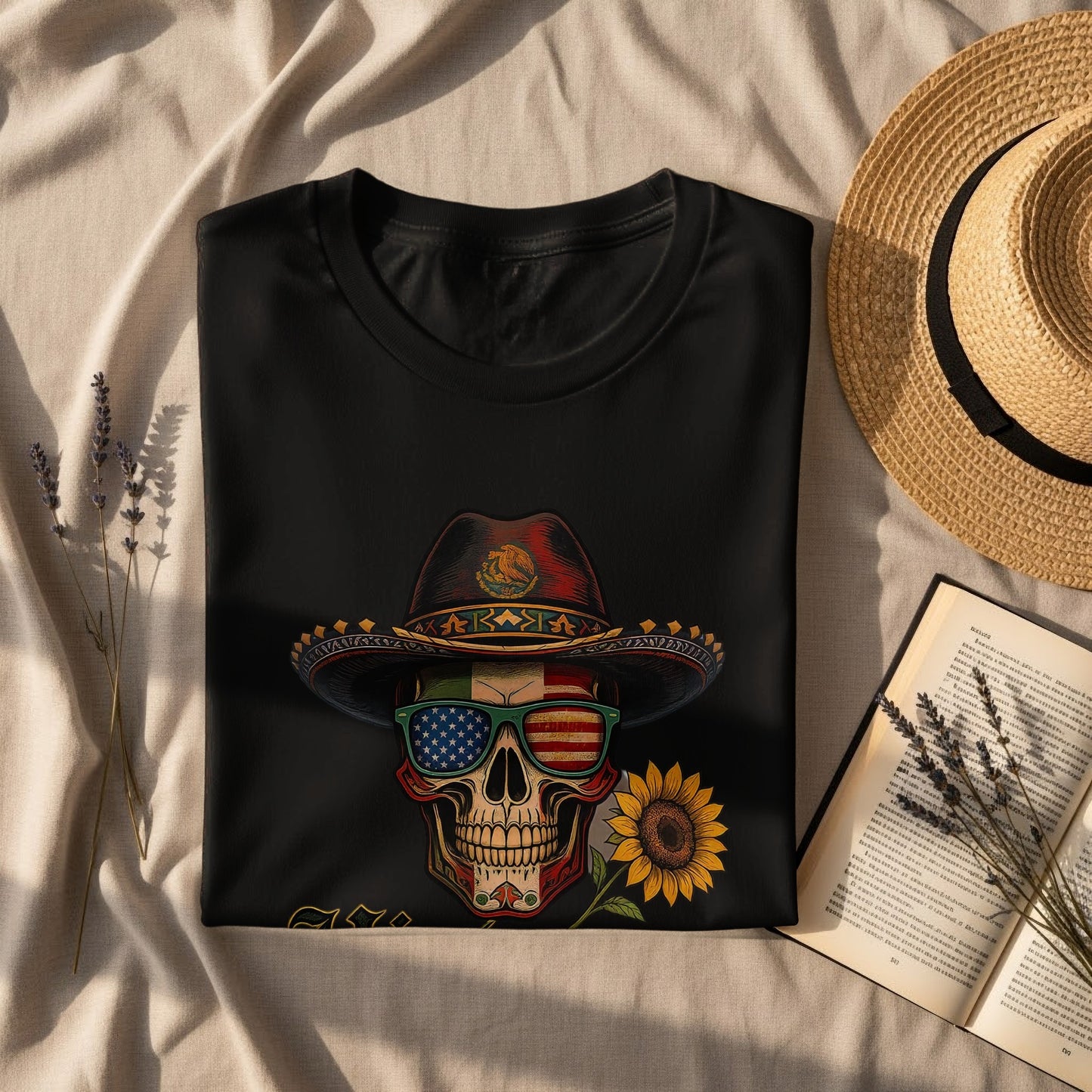 Patriotic Skull With Sunflower Graphic Shirt product