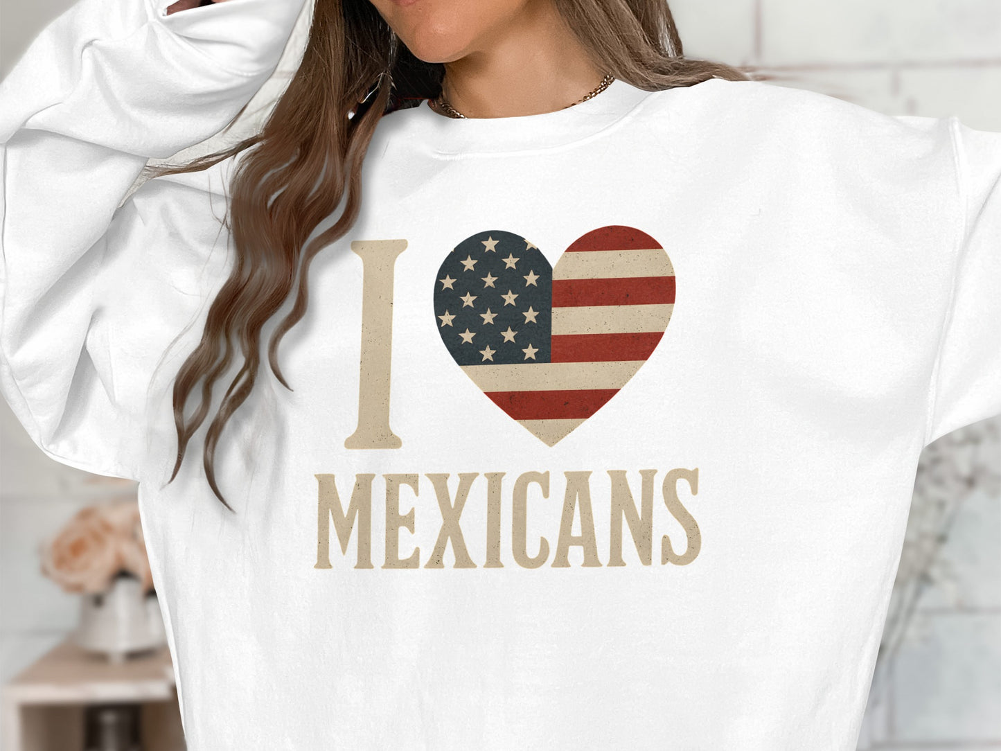 I Love Mexicans American Flag Heart Sweatshirt product