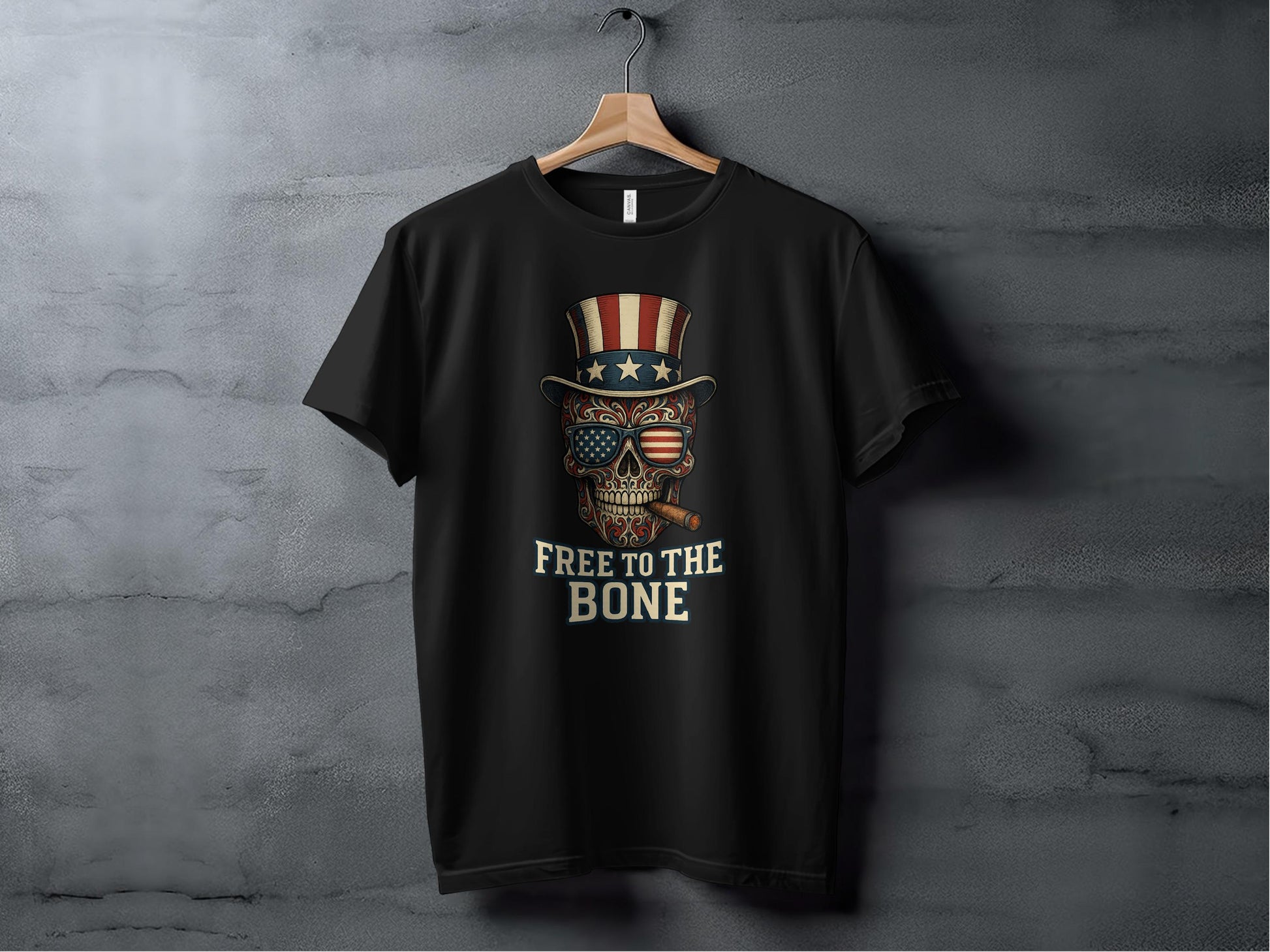 American Patriotic Skull Design T-Shirt product type