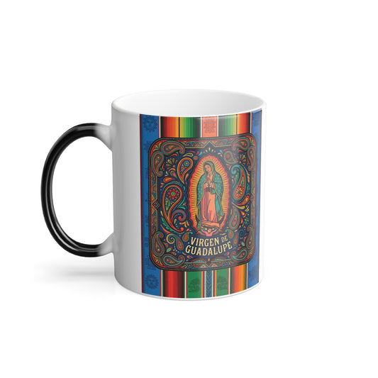 Colorful Virgen de Guadalupe Mug, Vibrant Printed Coffee Cup, Personalized Ceramic Gift, Religious Art, BPA-Free, Ideal Christmas Present