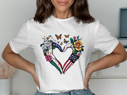 Heart Shaped American Flag Butterfly Lover T-Shirt product