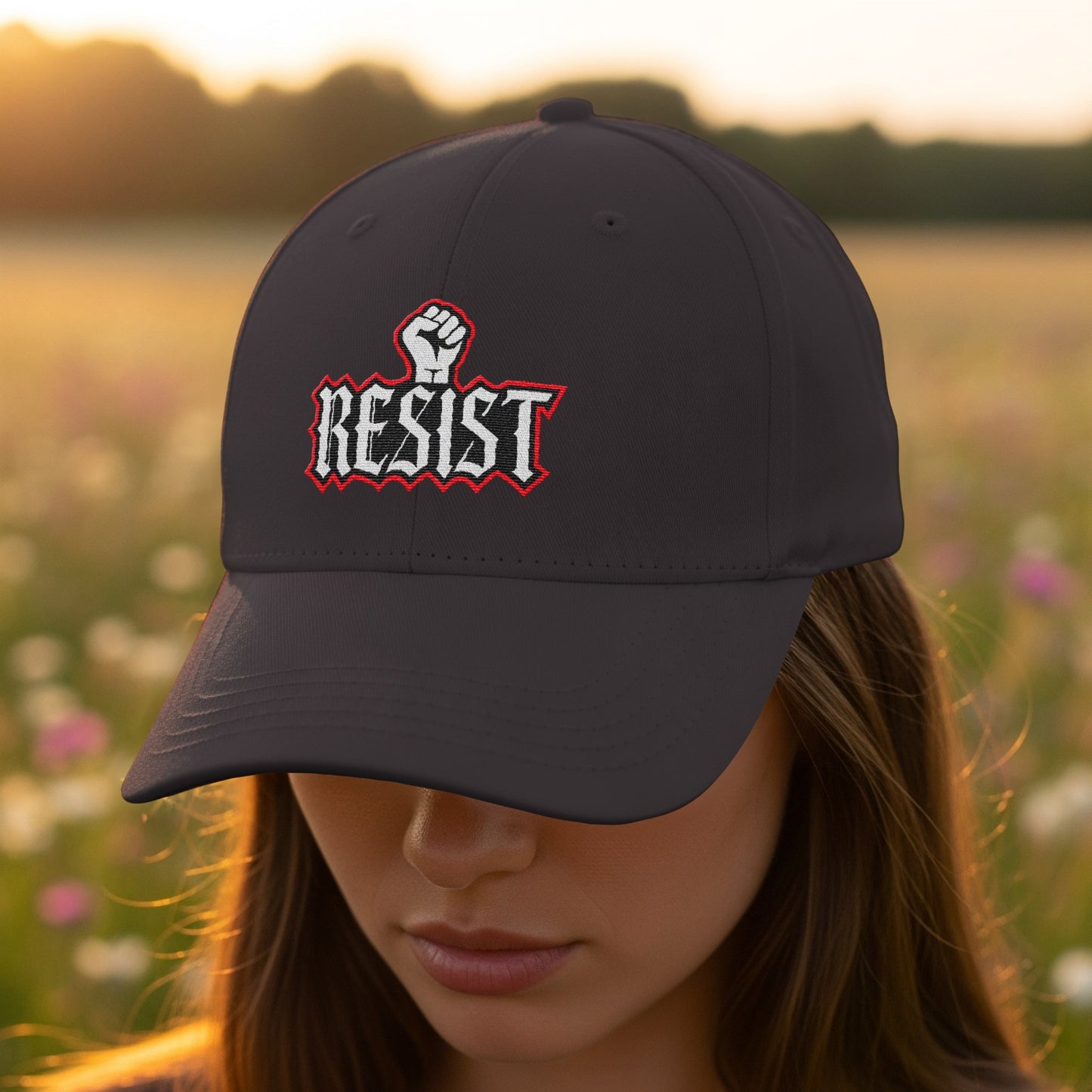 Resist Embroidered Graphic Cap Fashion Hat product type