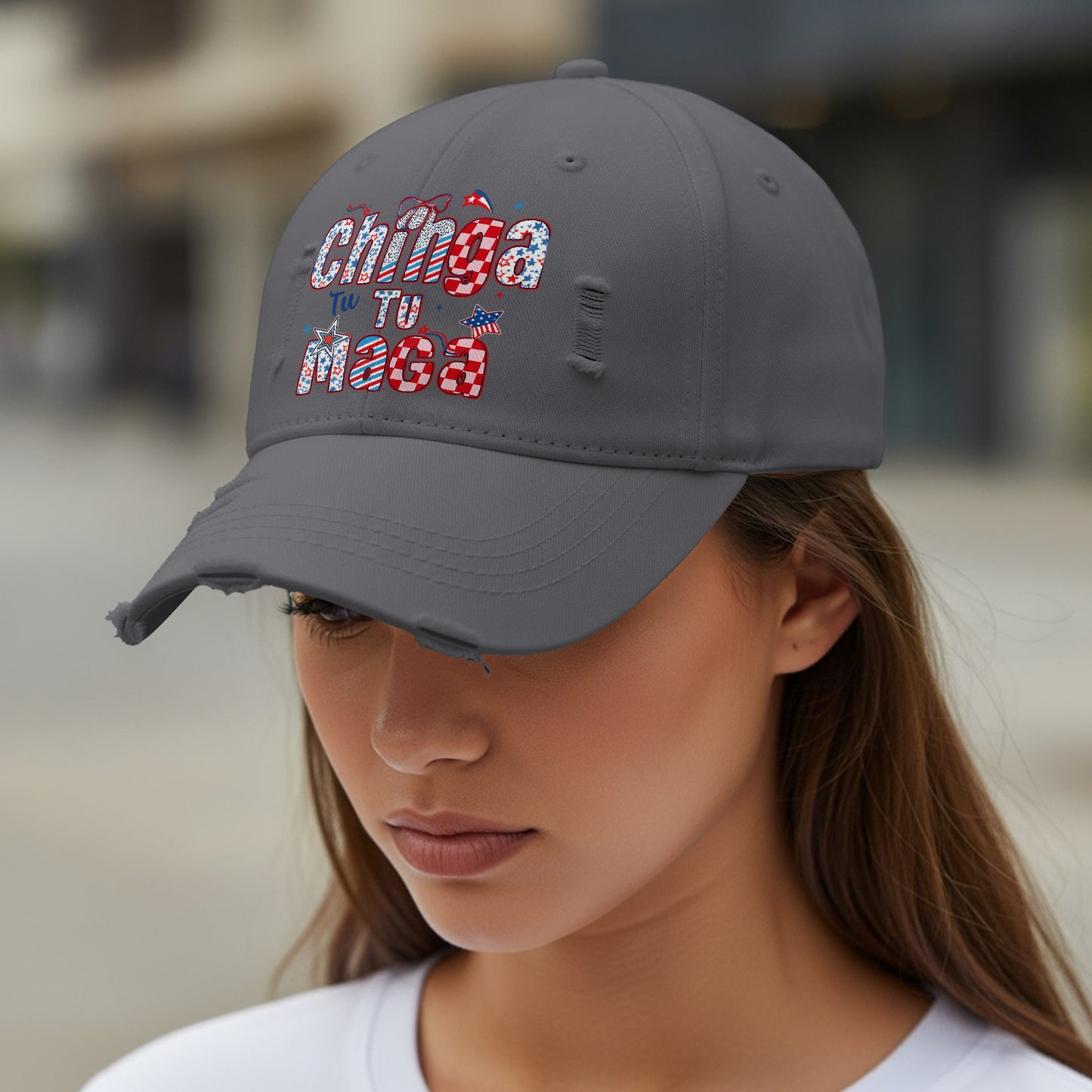 Chinga Tu Madre Distressed Look Funny Hat product type