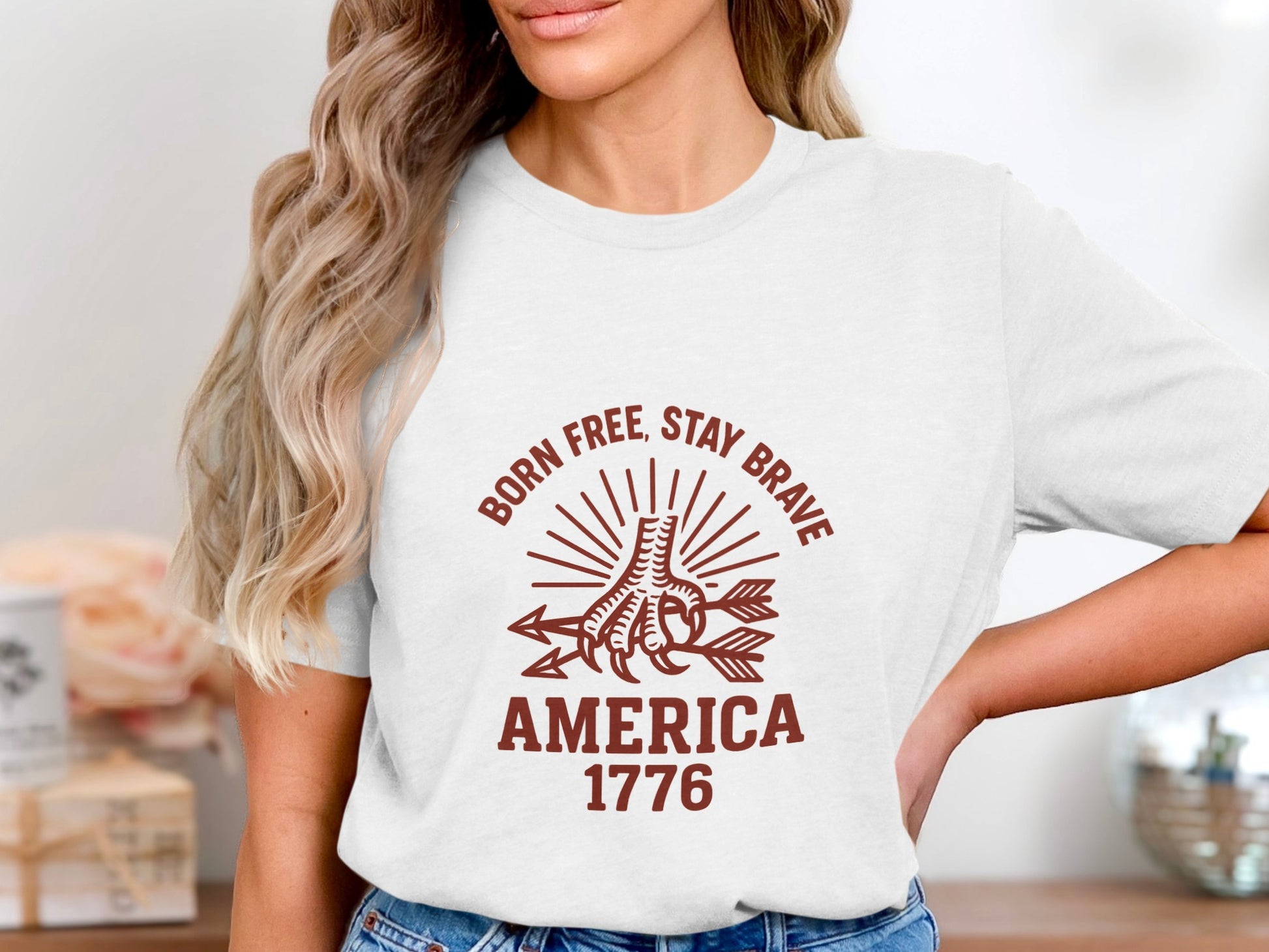 Born Free Stay Brave America 1776 Printed Shirt Product
