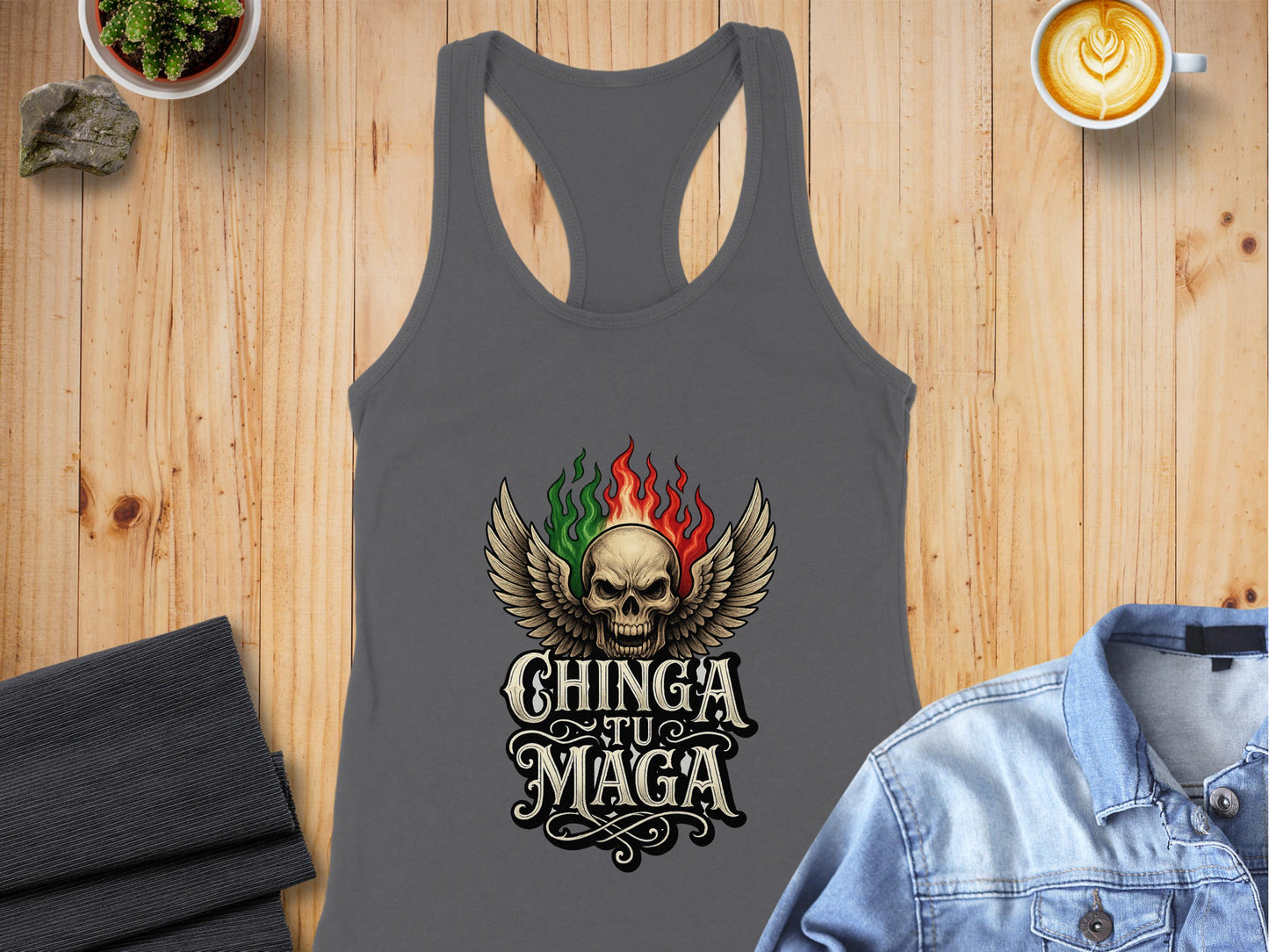 Chinga Tu Maga Skull Wings Graphic Women's Tank Top product type