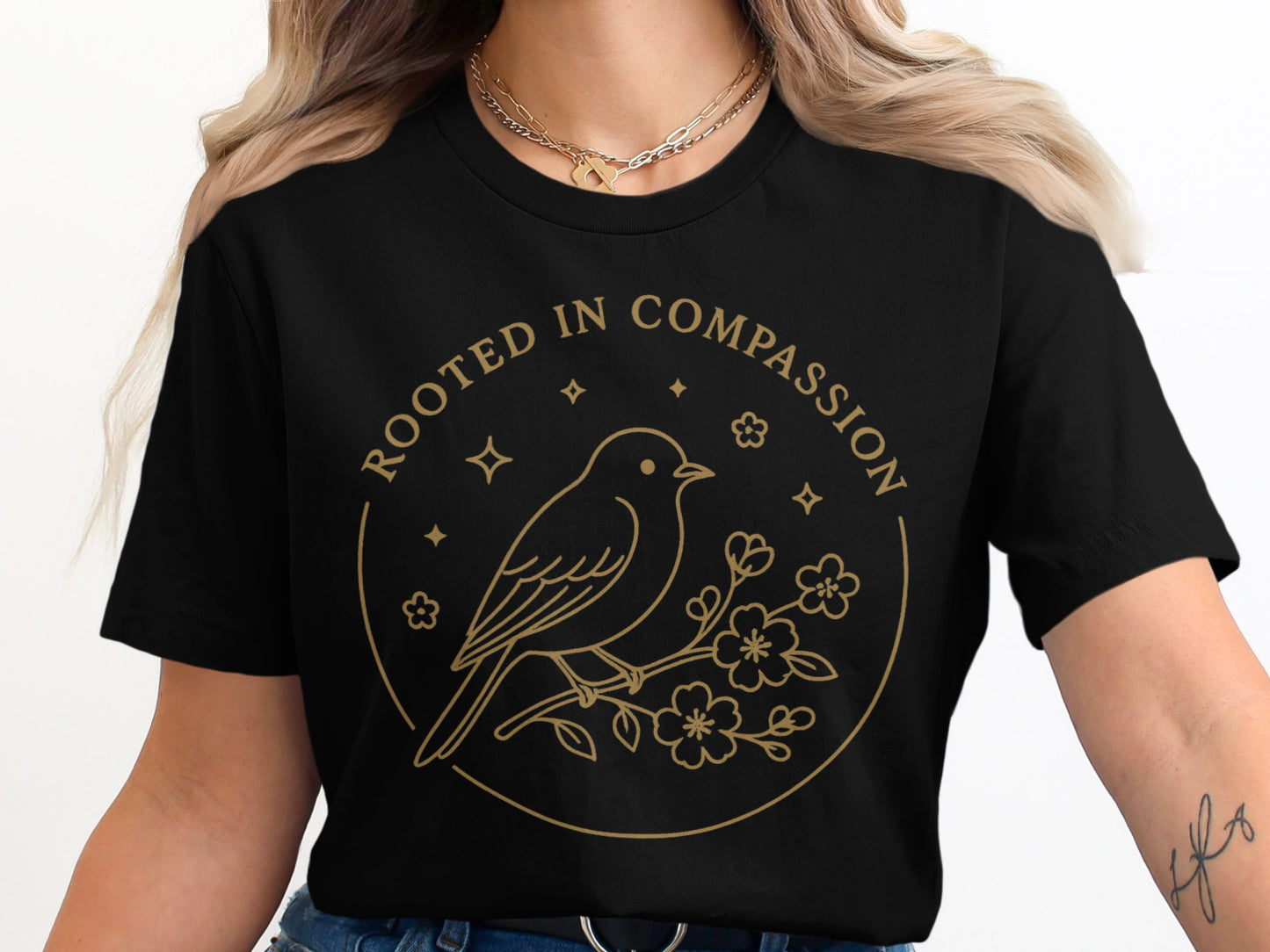 Rooted in Compassion Bird Floral Graphic T-Shirt product