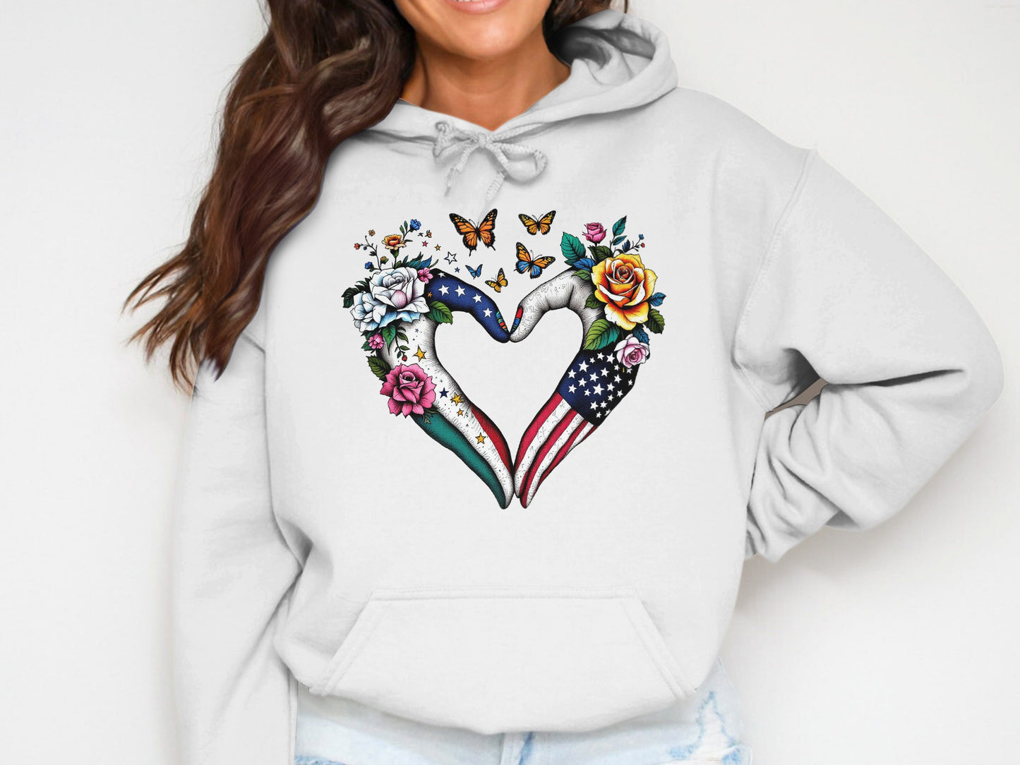 Heart Shaped Hands with Flowers Hoodie product