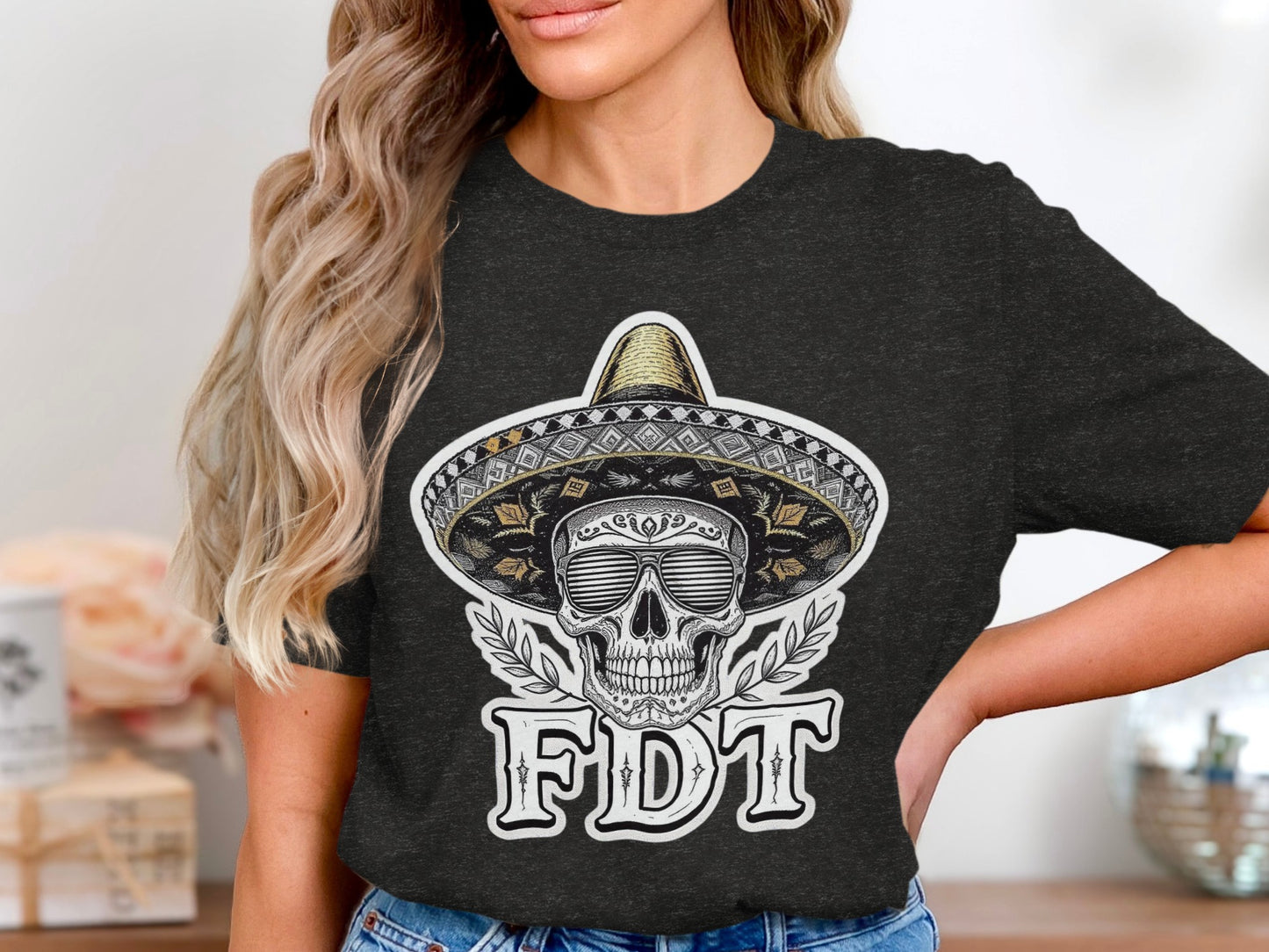FDT Skull with Sunglasses Trendy Graphic Tee product type