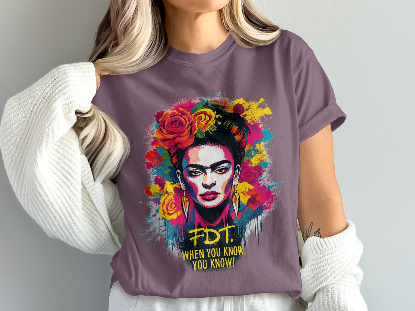 Vibrant Floral Abstract Portrait Graphic Tee product