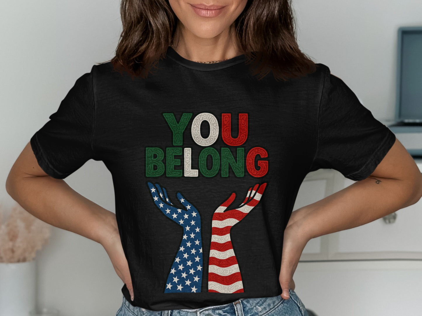 You Belong Patriotic Hands Design T-Shirt product type