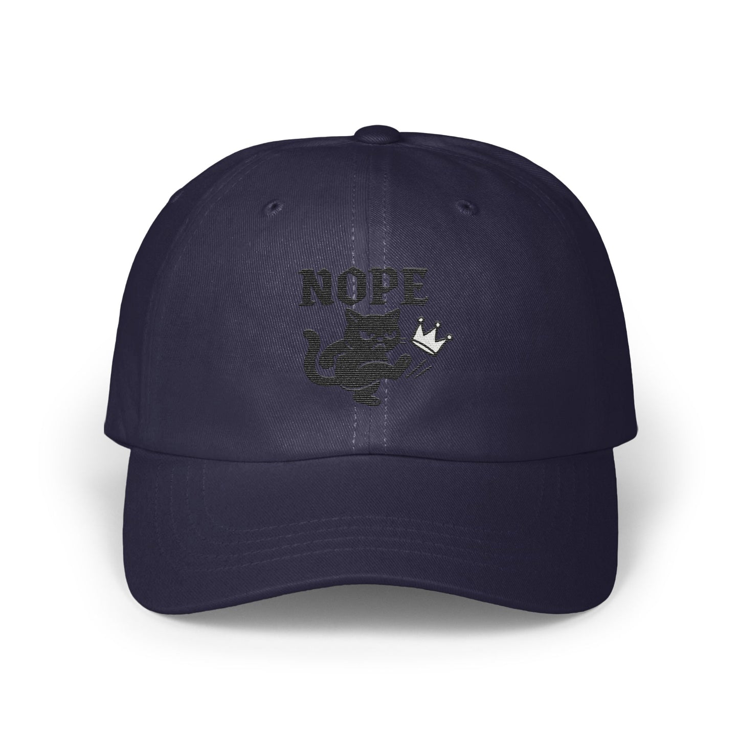 Nope Cat Embroidered Dark Blue Baseball Cap product
