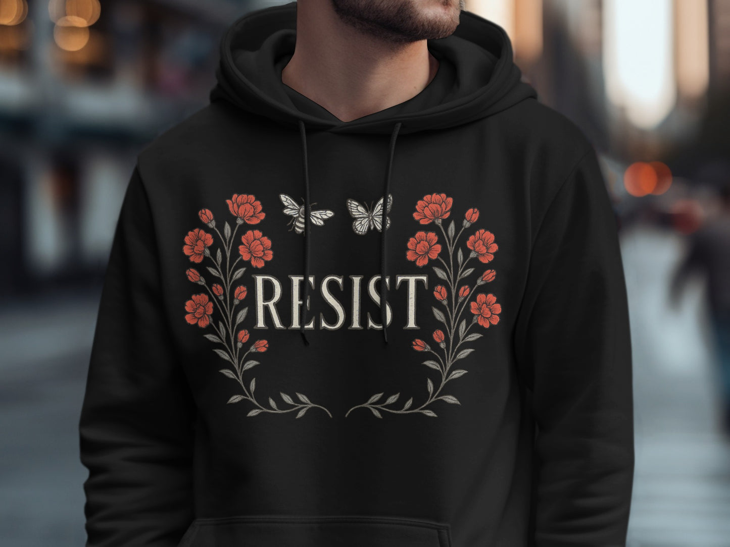 Resist Floral Butterfly Graphic Design Hoodie product type