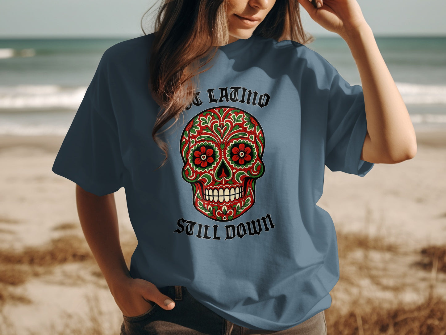 Be Latino Skull Down Graphic Tee Shirt product