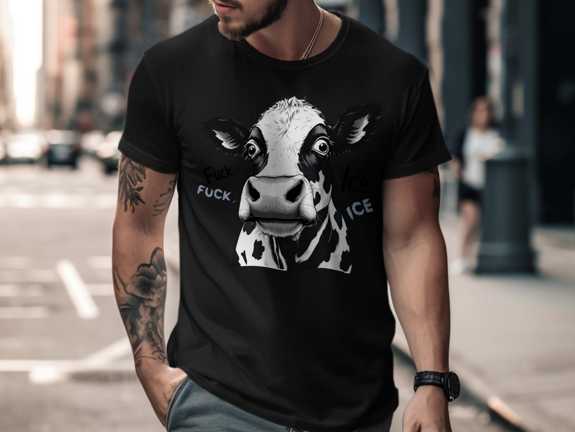 Funny Cow Print T-shirt for Casual Streetwear product