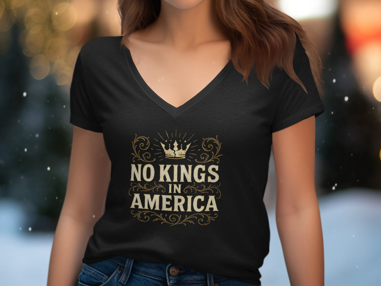 No Kings in America Print Black T-Shirt product