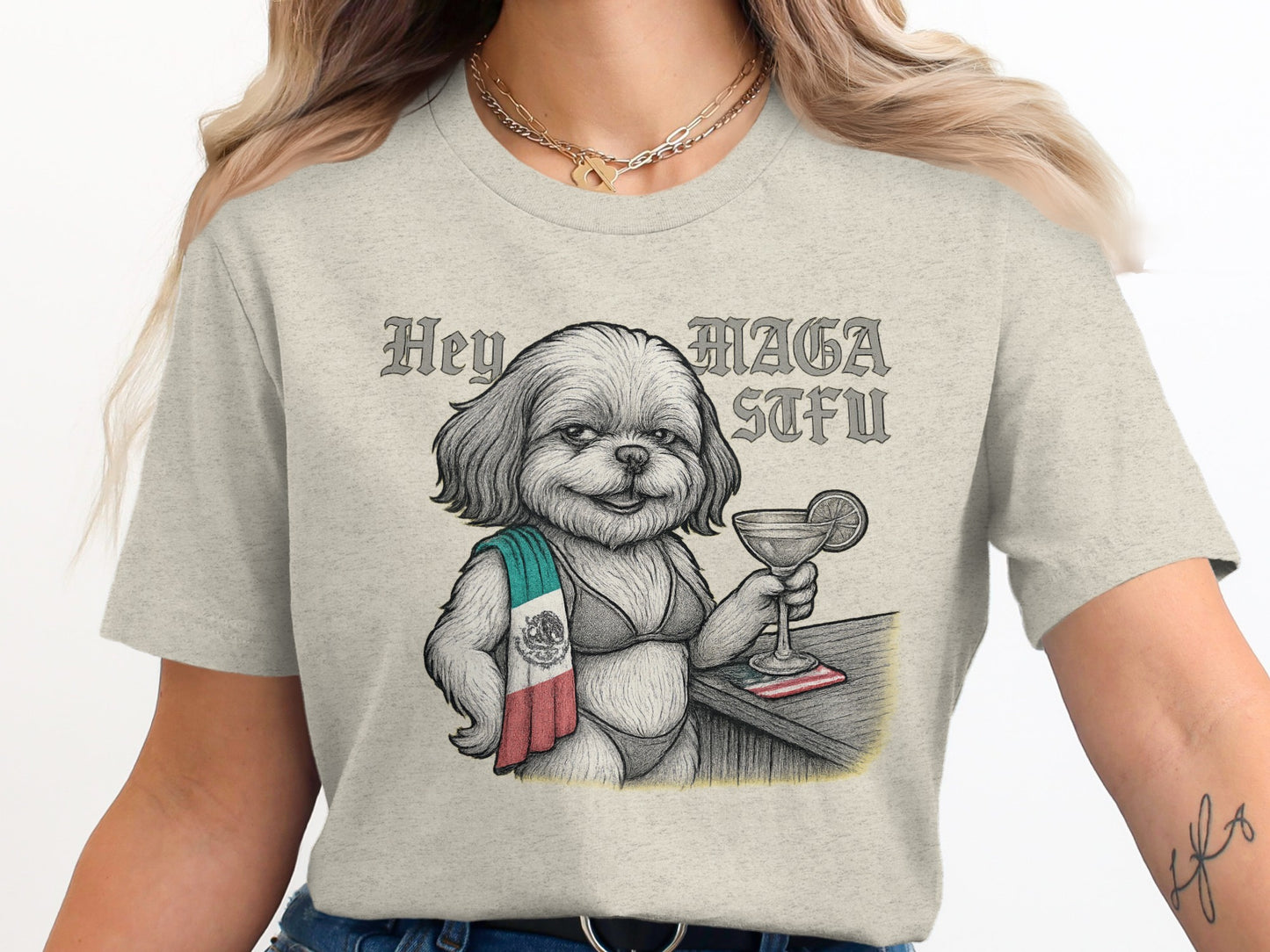Hey MAGA SFW Dog at Bar with Martini T-Shirt product