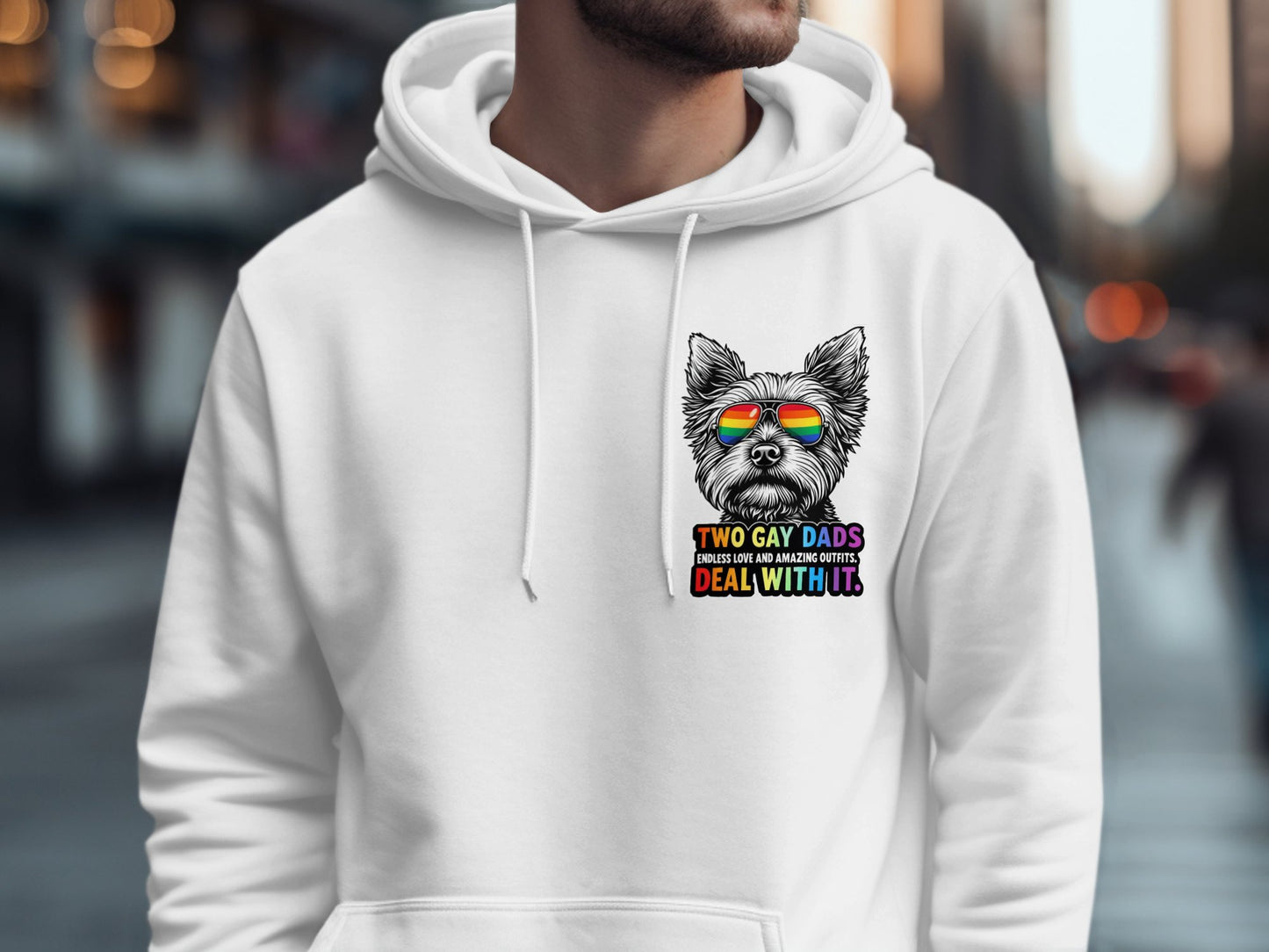 Two Gay Dads Hoodie with Dog Graphic Hoodie Product