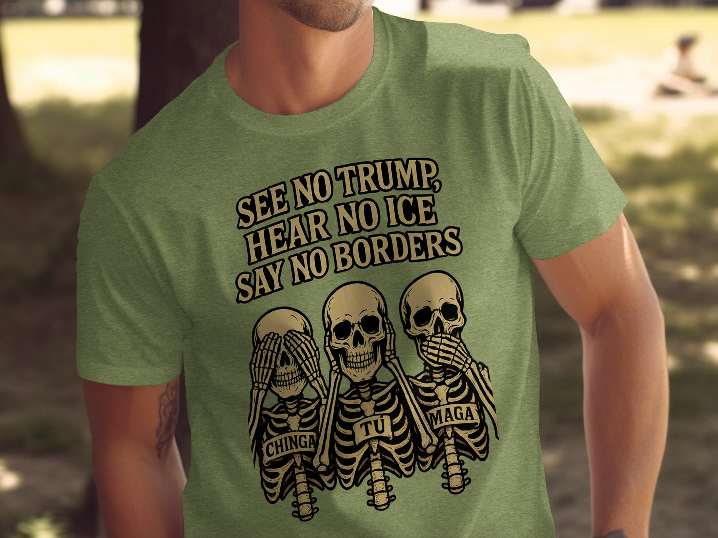 See No Trump Hear No Ice Say No Borders T-shirt product