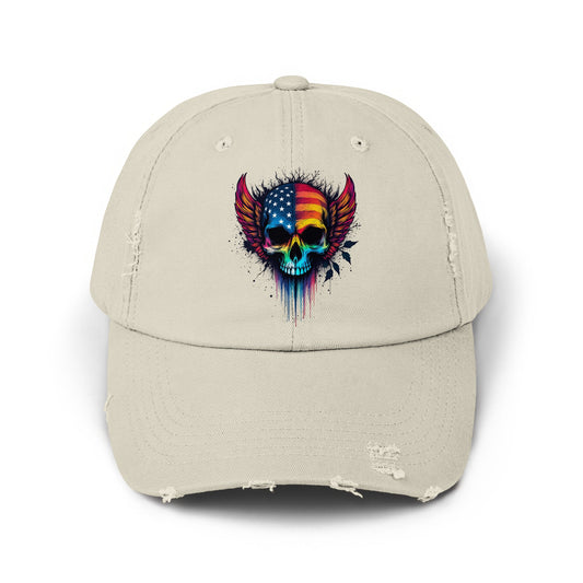Patriotic Skull with Wings Design Hat product