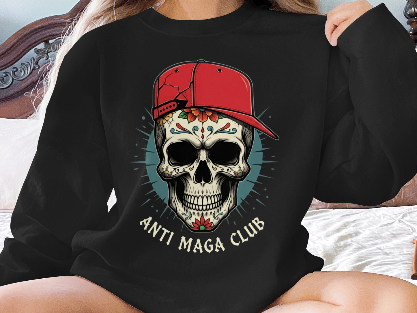 Anti Maga Club Sugar Skull Graphic Pullover product type