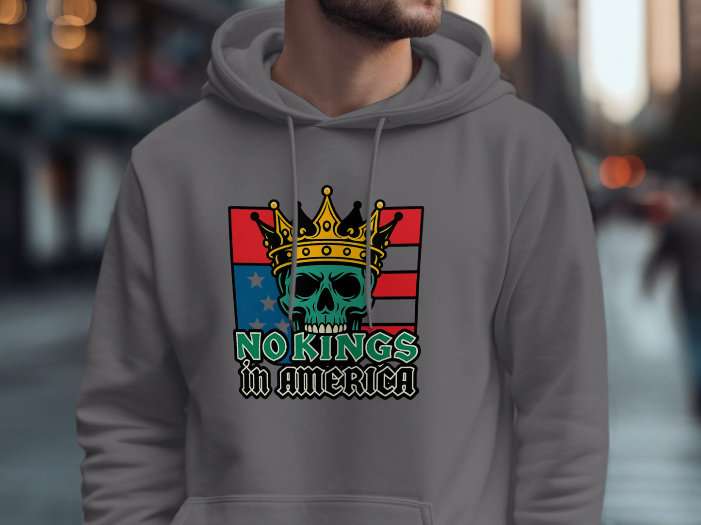 No Kings in America Skull Hoodie product type