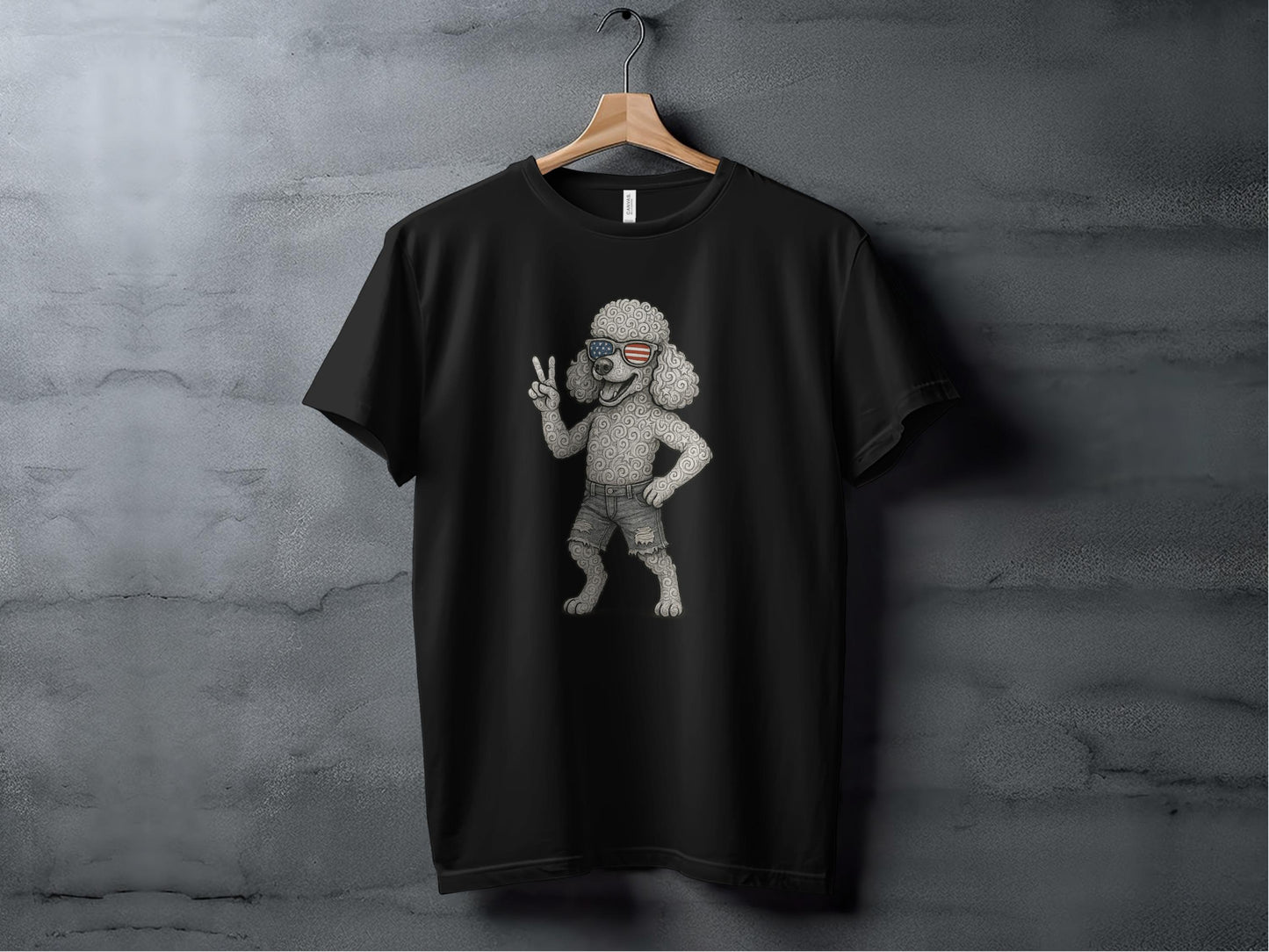 Peace Sign Poodle with Sunglasses Graphic T-Shirt product type