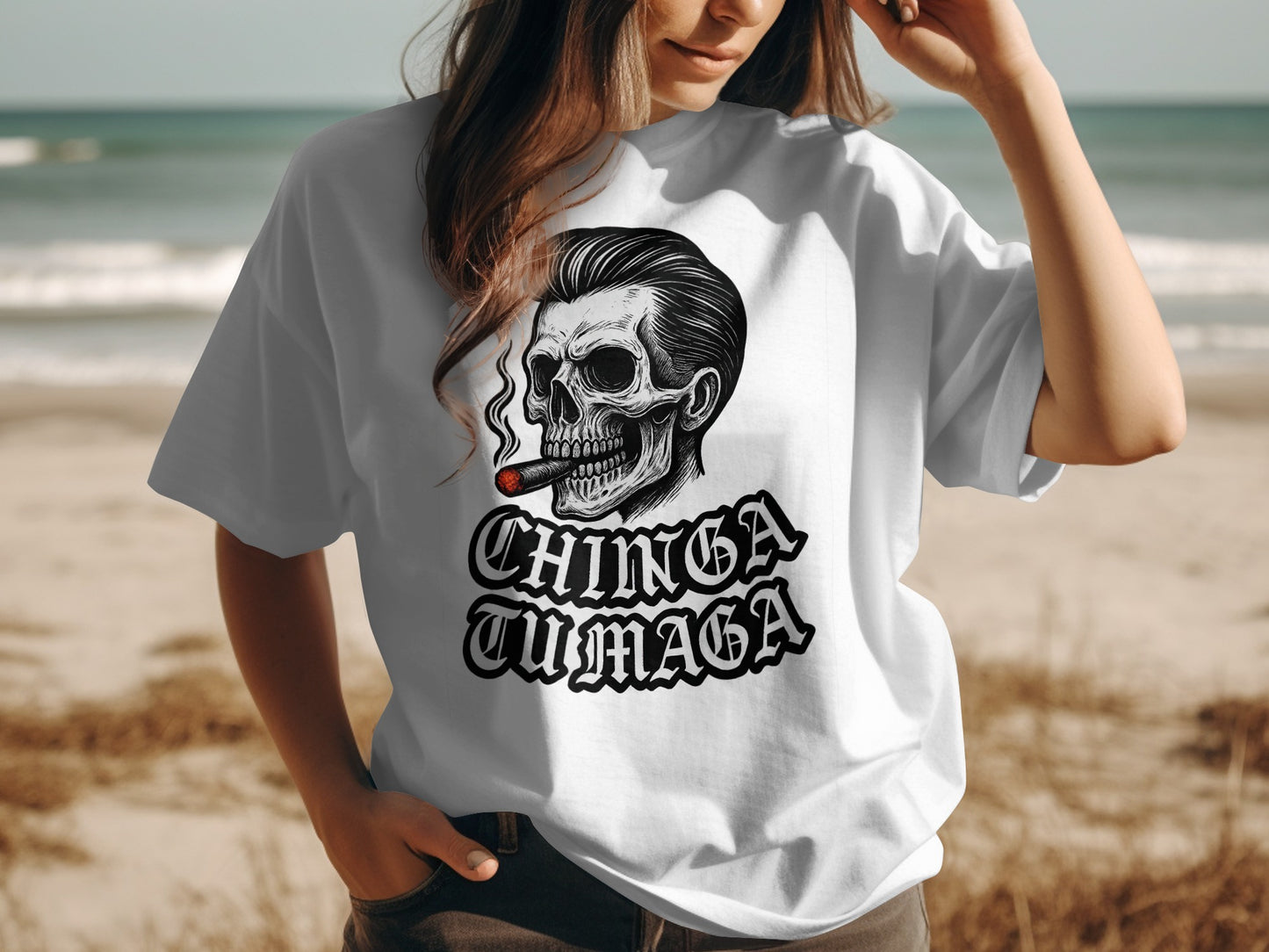 Chinga Tu Maga Skull Graphic T-shirt product type