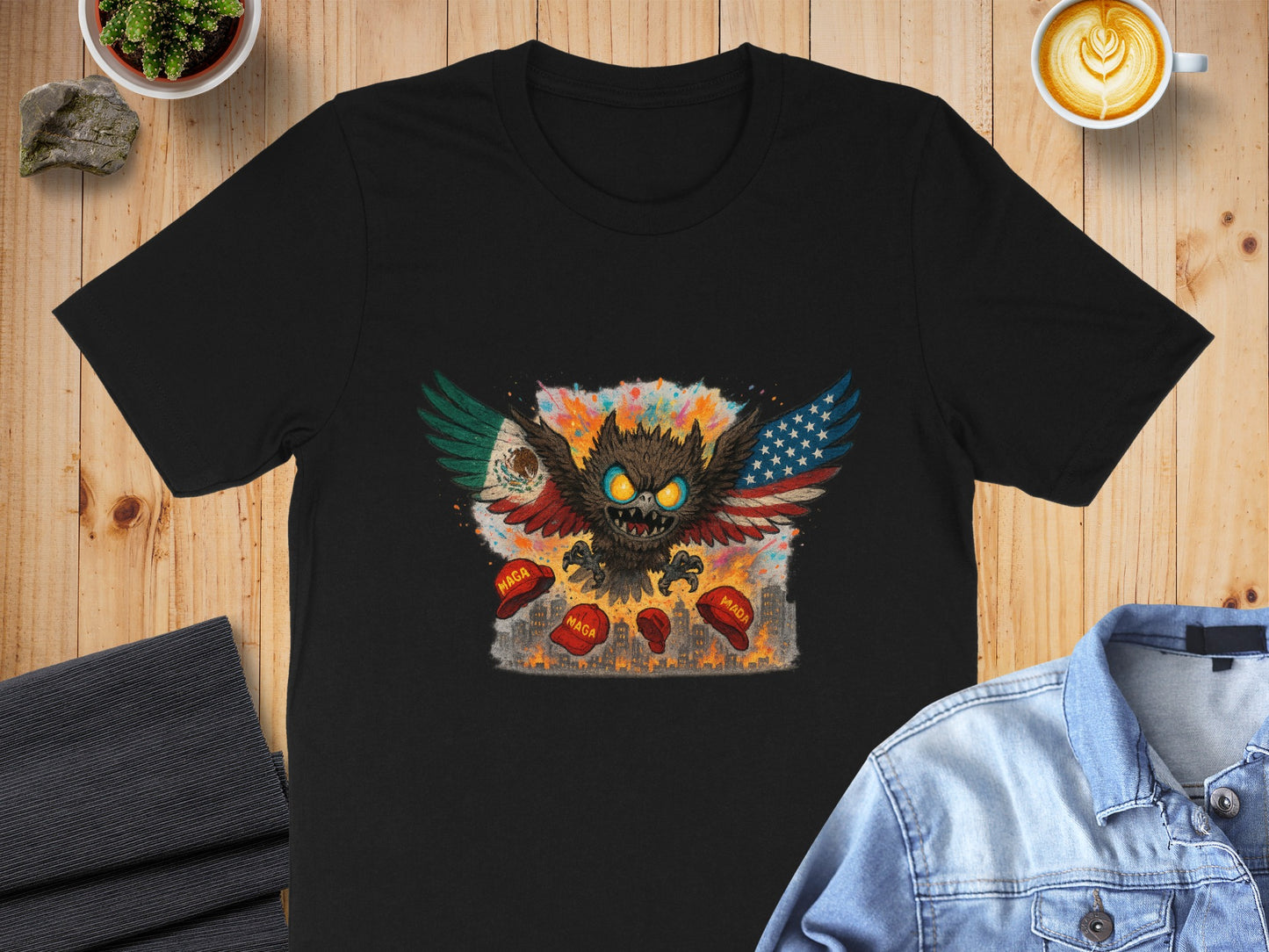 Fierce Eagle with Flaming Background T-shirt product