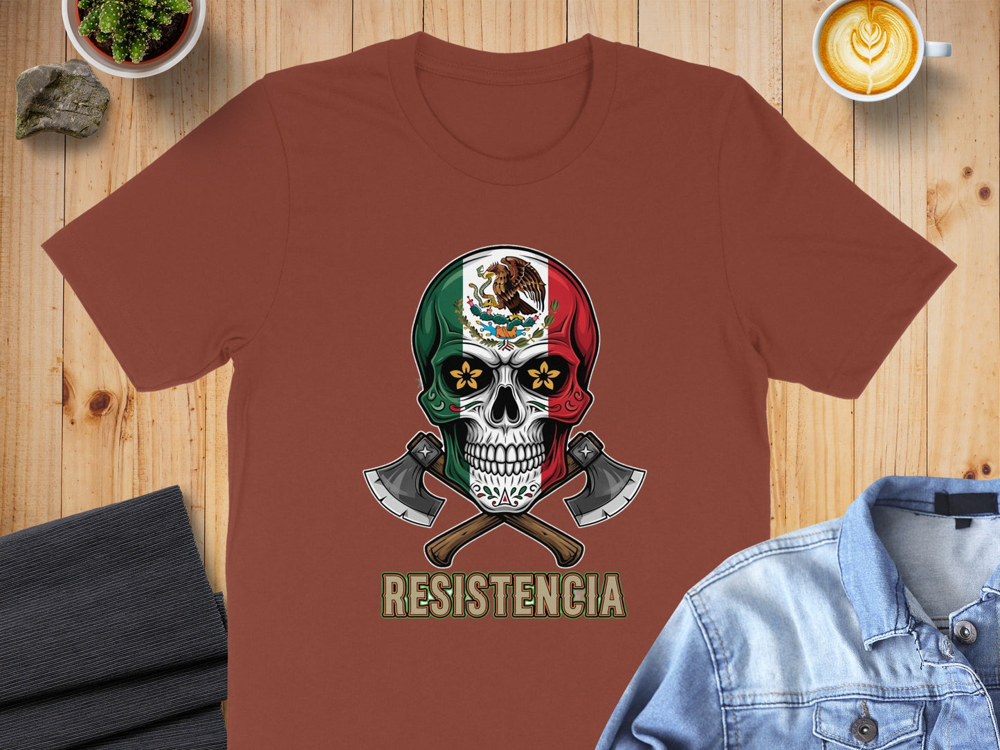 Mexican Skull and Axes Graphic Resistencia Shirt product type