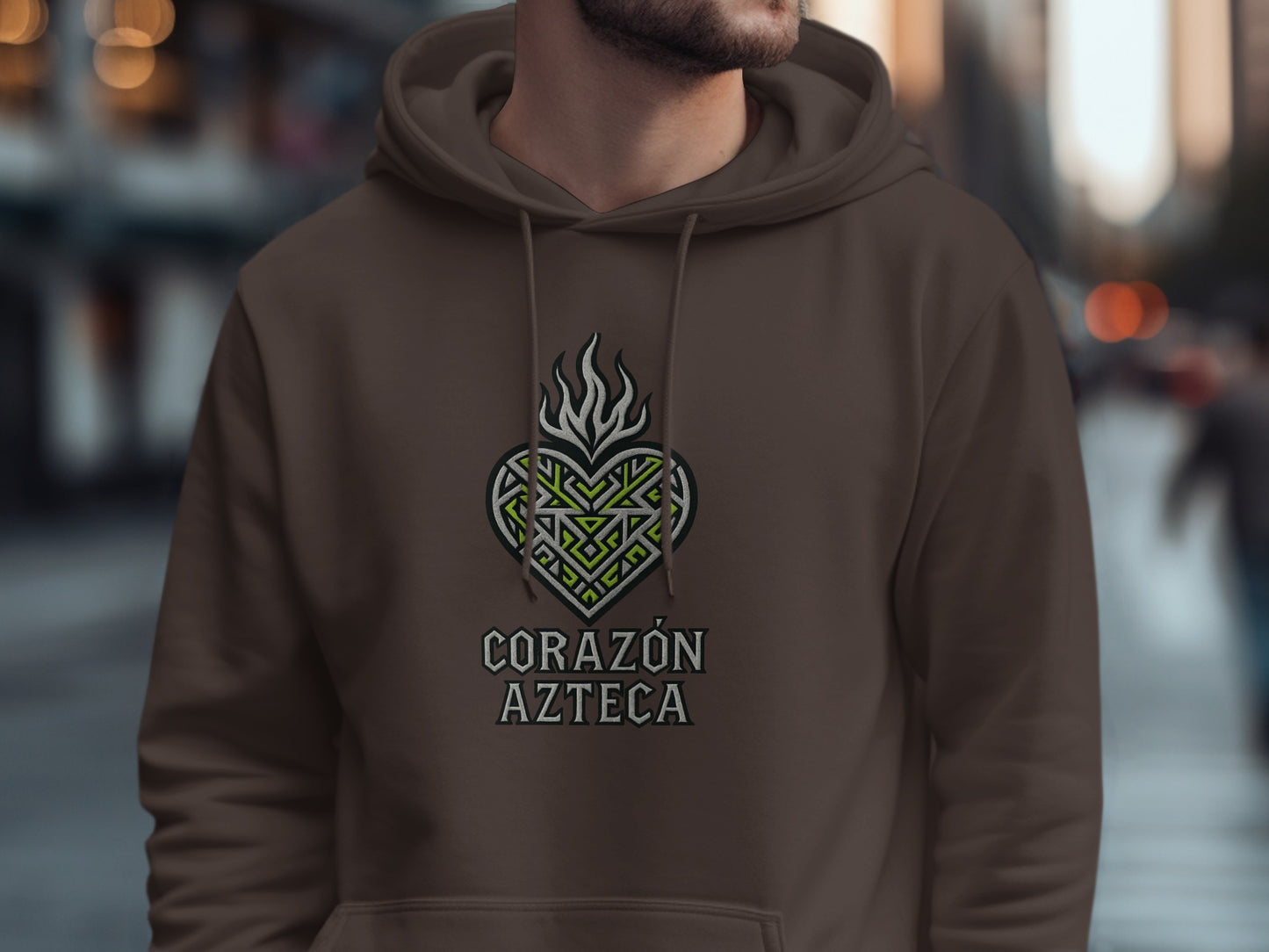Corazón Azteca intricately designed hoodie product