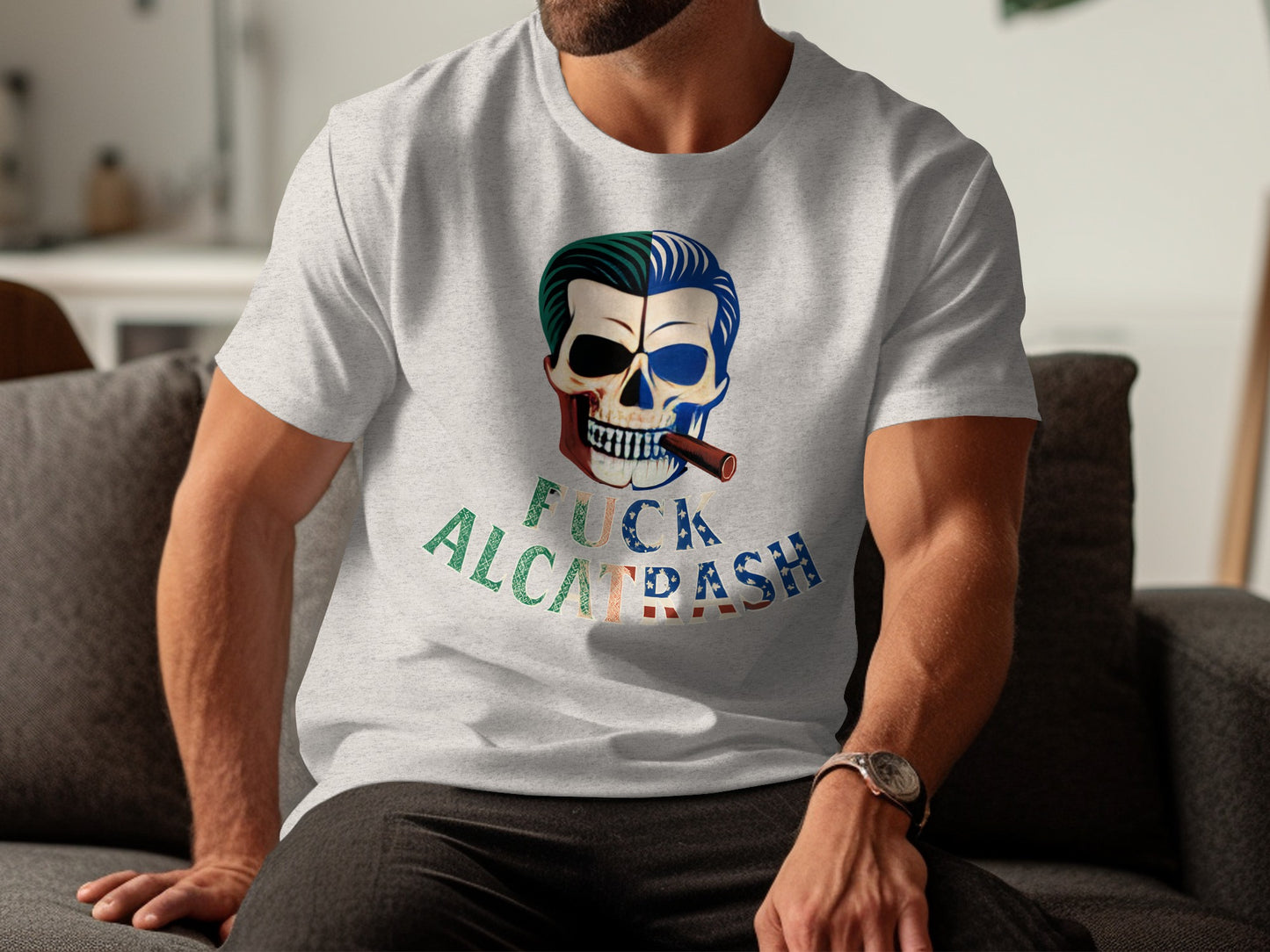 Fuck Alcintrash Skull and Cigar Graphic Tee product