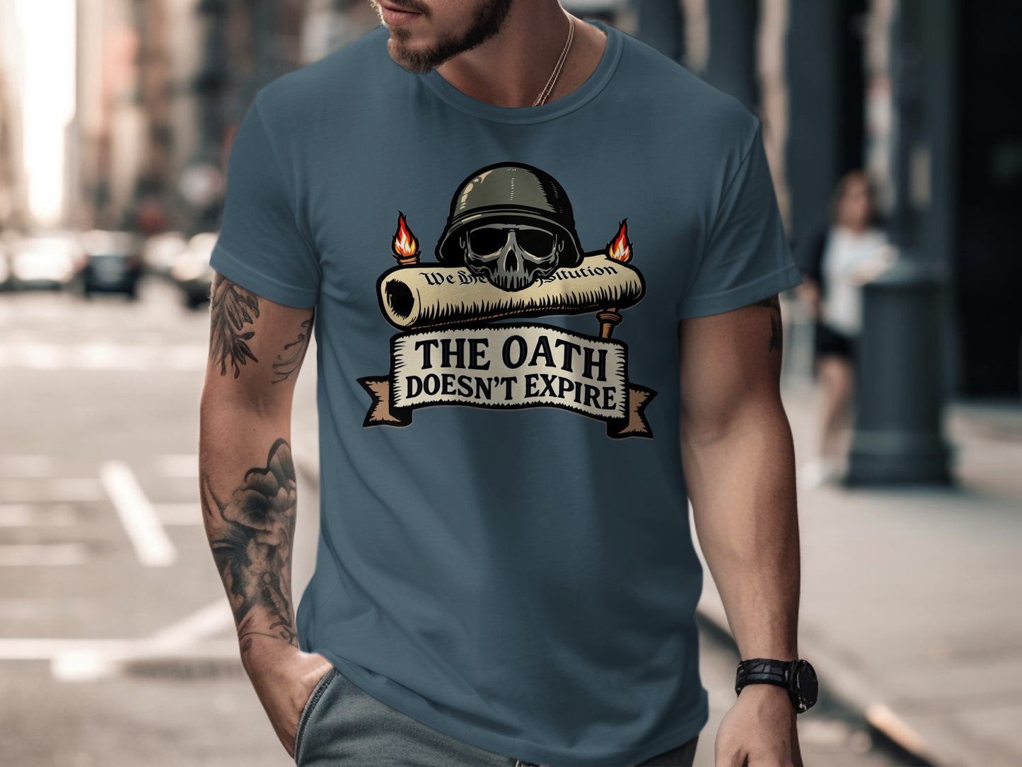 The Oath Doesn't Expire Skull and Helmet T-shirt
