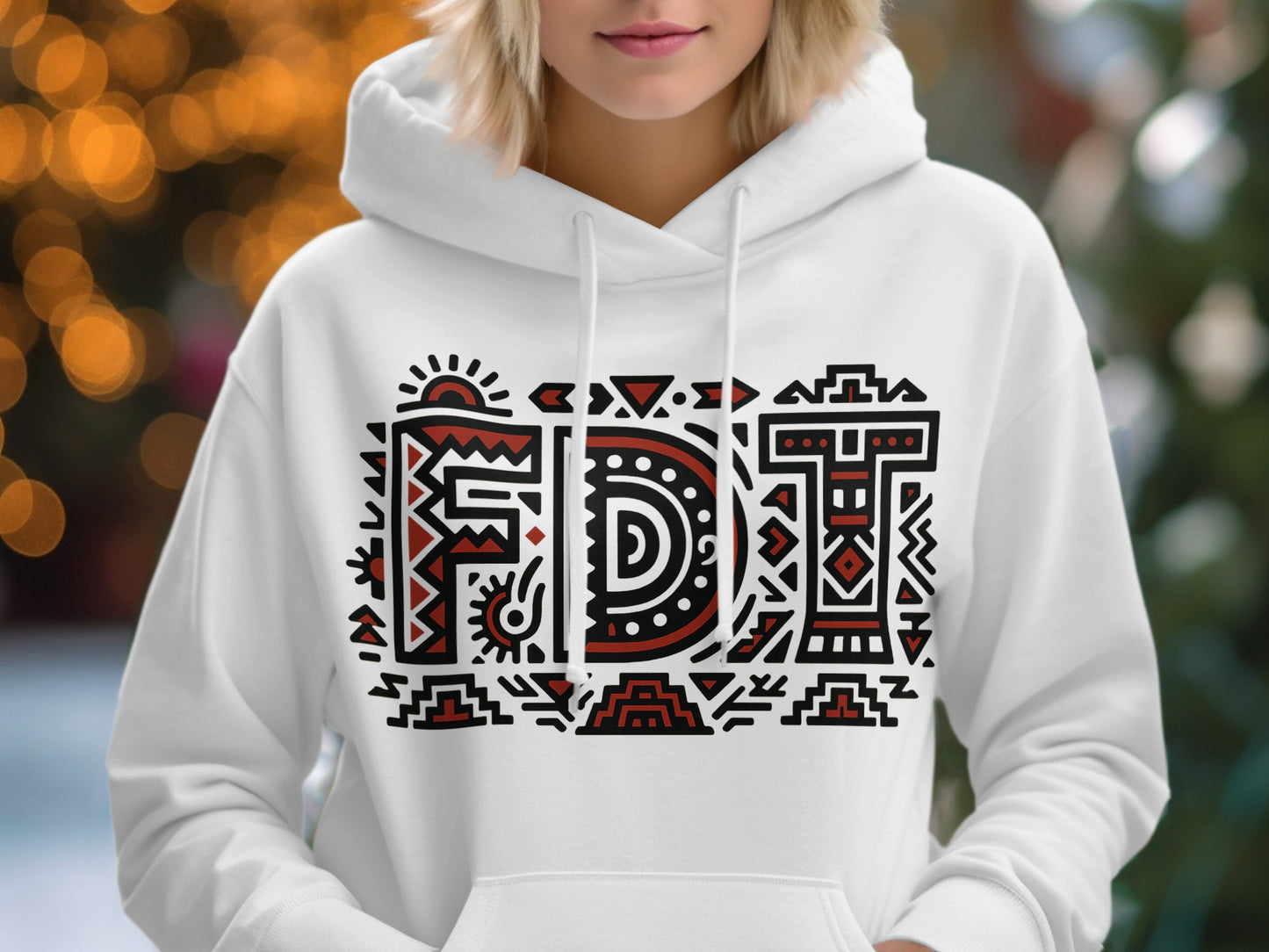 FDTI Bold Geometric Graphic White Hoodie product type