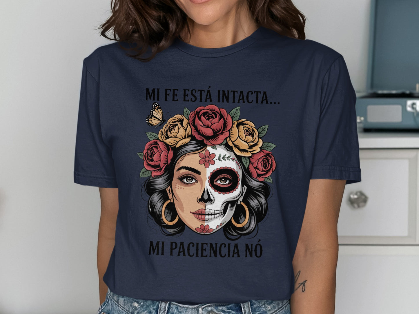 Colorful Sugar Skull Graphic Printed T-shirt product