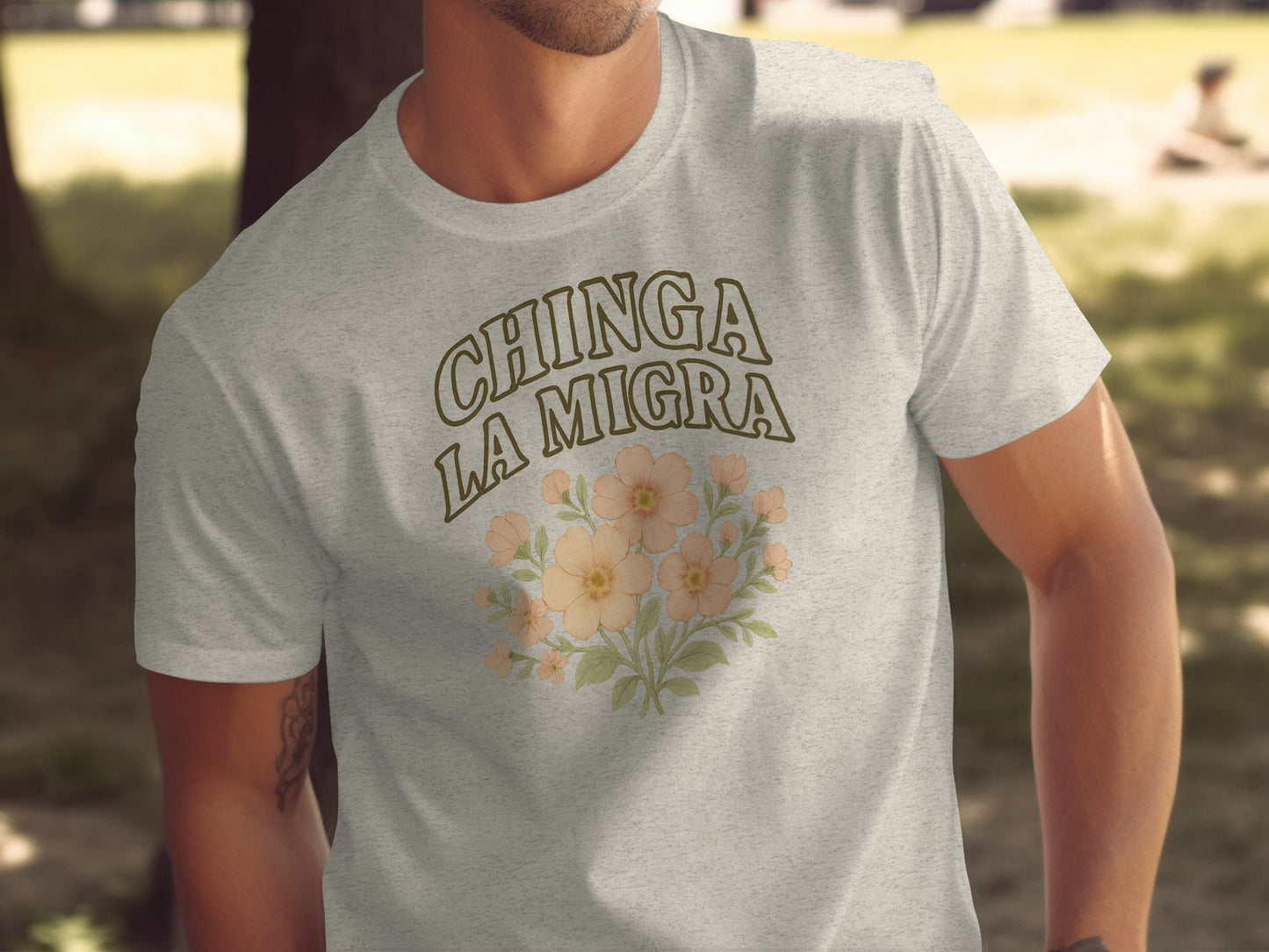 Chinga La Migra Floral Design Graphic Tee Product