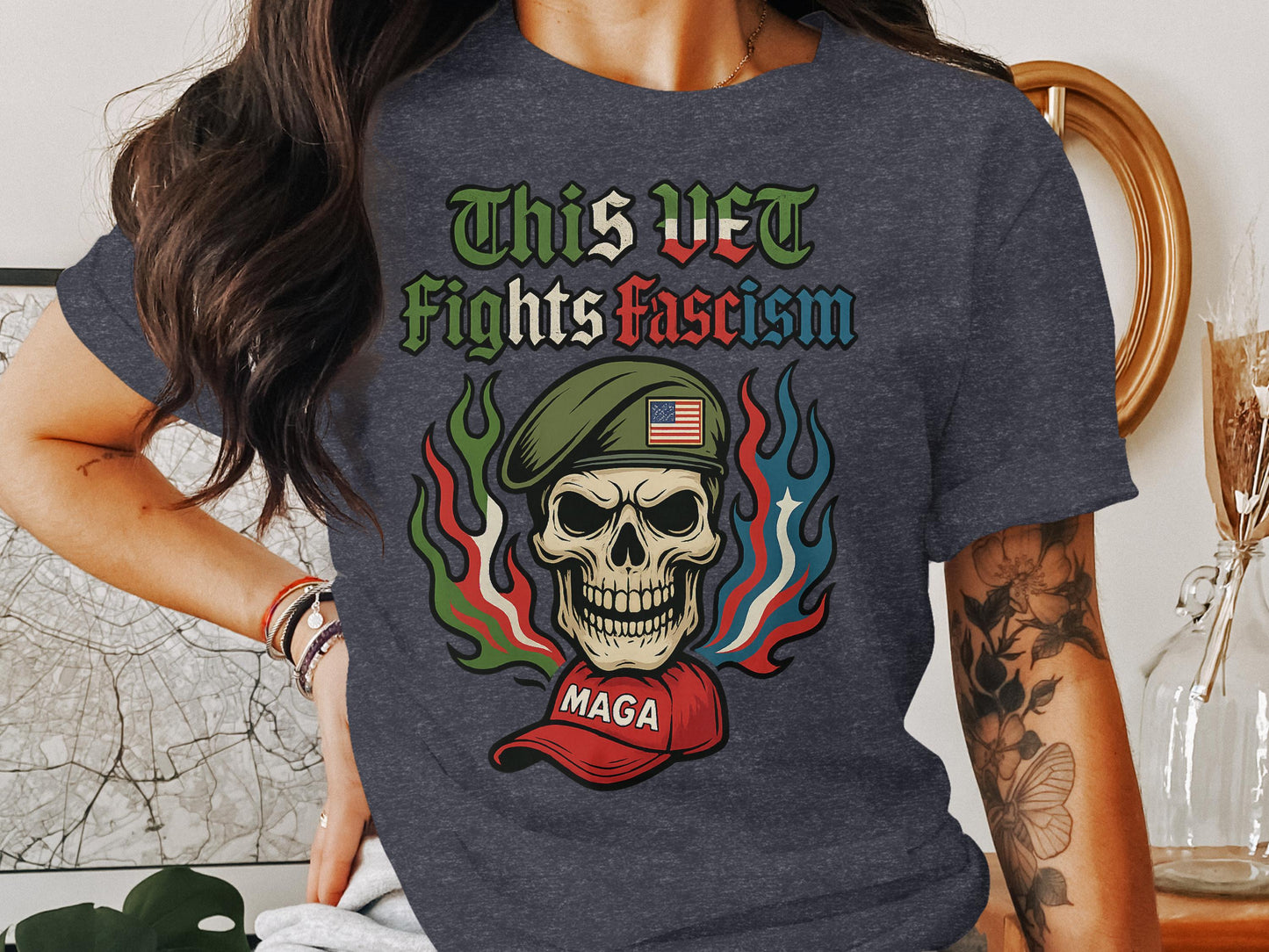 This Vet Fights Fascism Graphic Shirt product