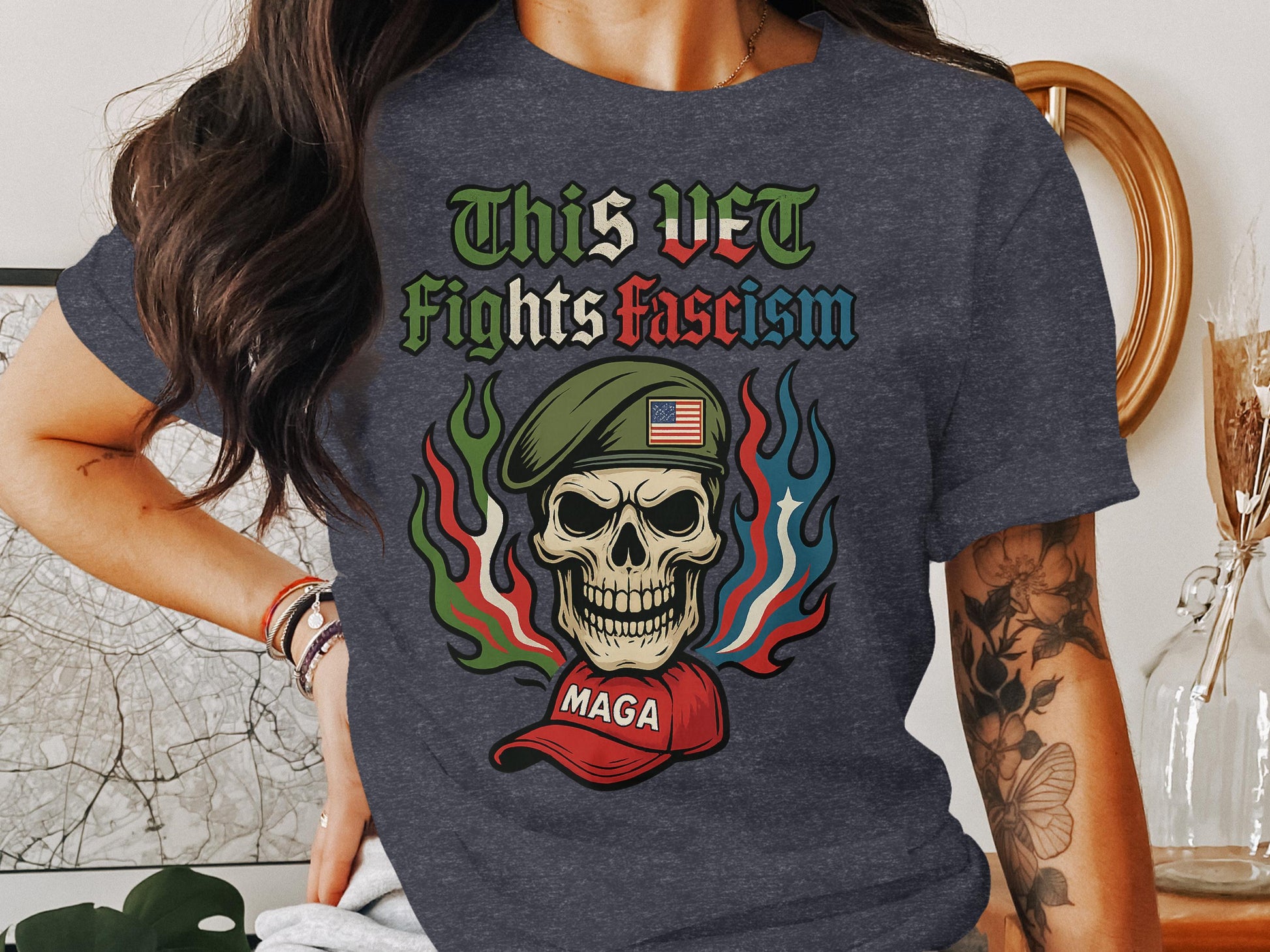 This Vet Fights Fascism Graphic Shirt product