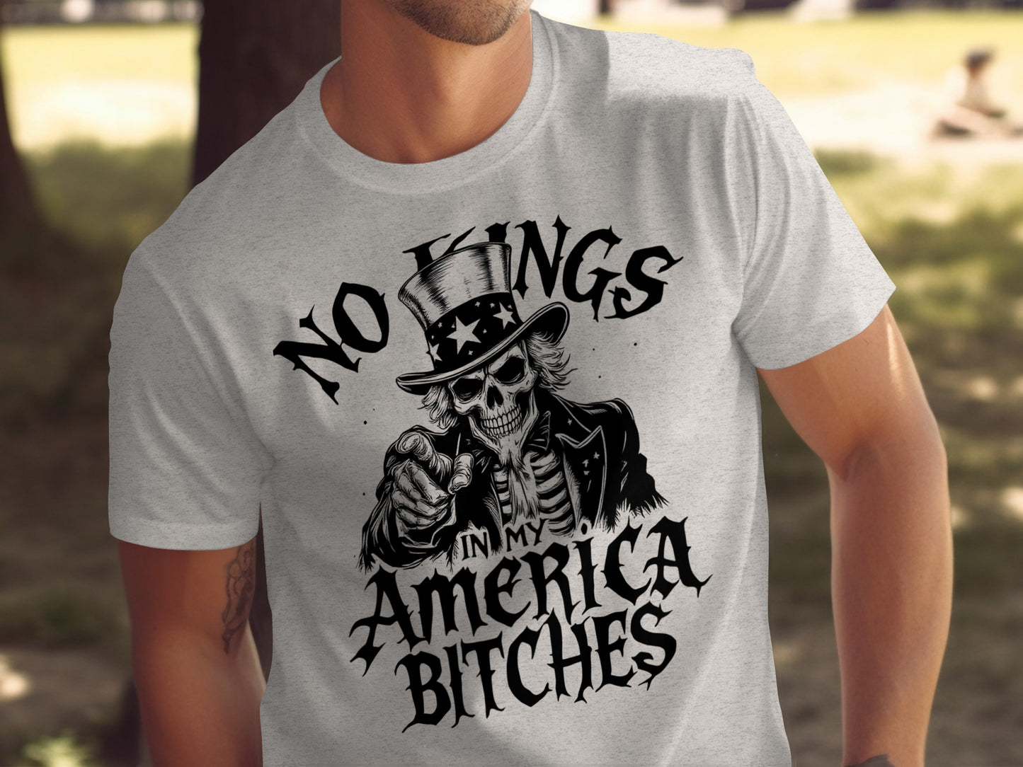 No Kings In My America Bitches graphic t-shirt product type
