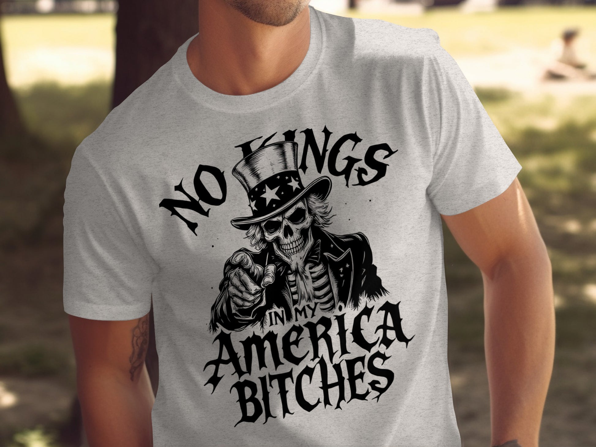 No Kings In My America Bitches graphic t-shirt product type