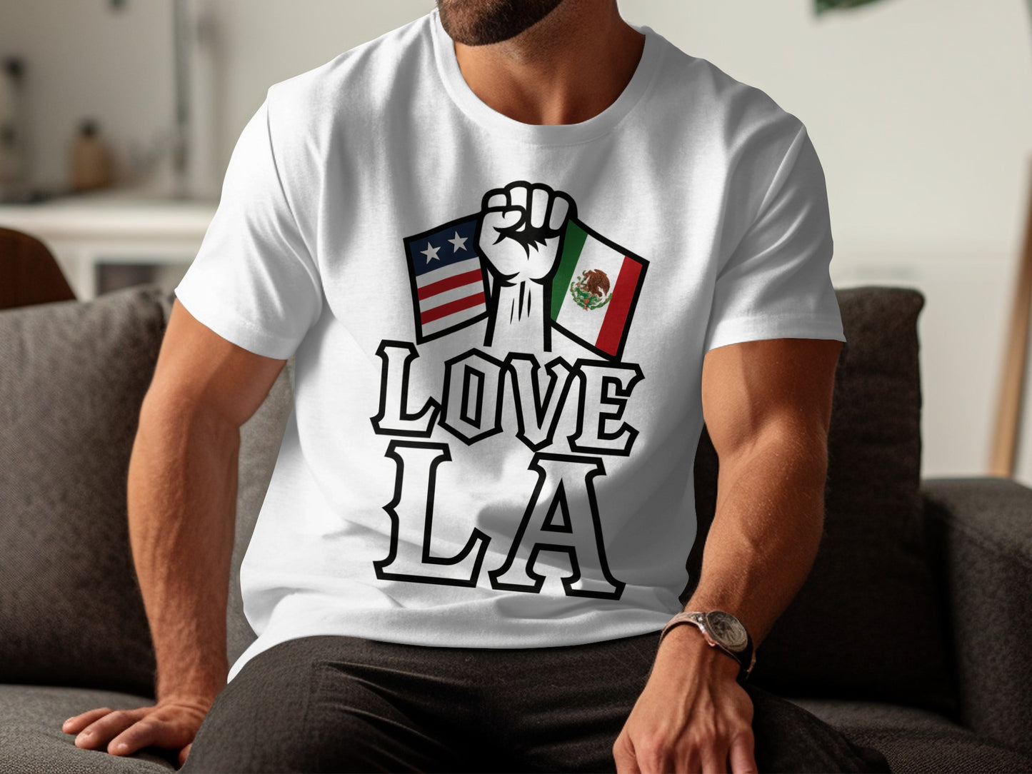 Love LA American and Mexican Flag T-Shirt product