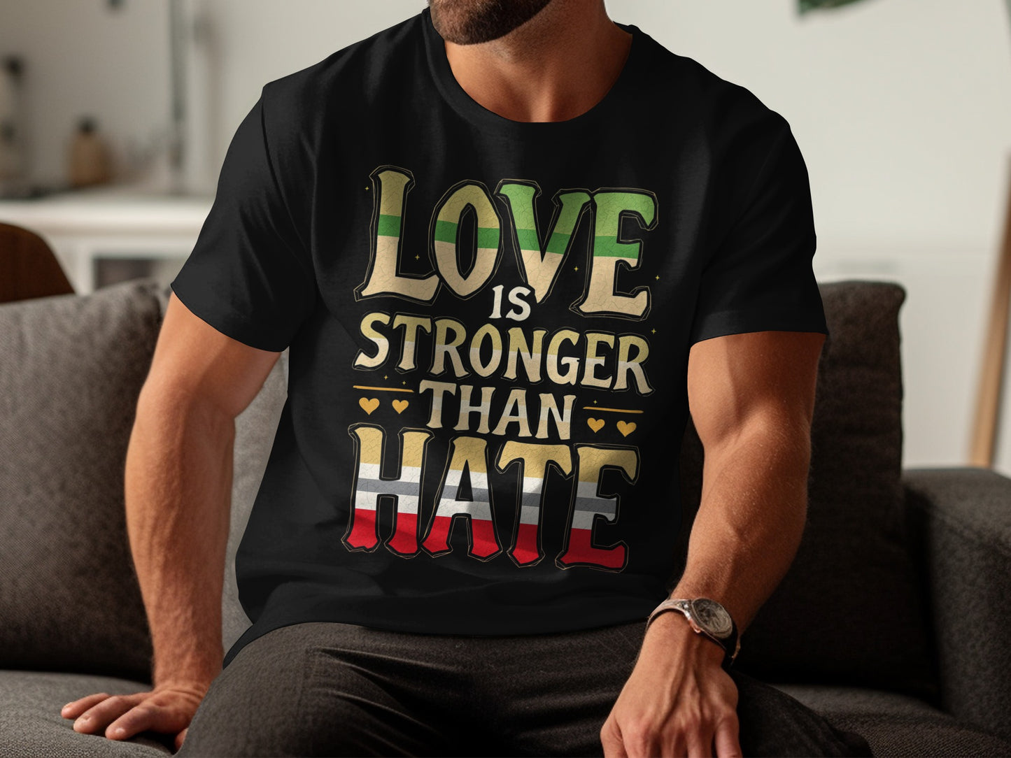 Love is Stronger Than Hate Message T-shirt product type