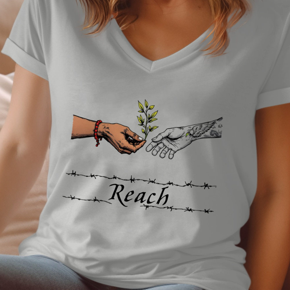 Reach Graphic T-shirt with Artistic Hand Design product