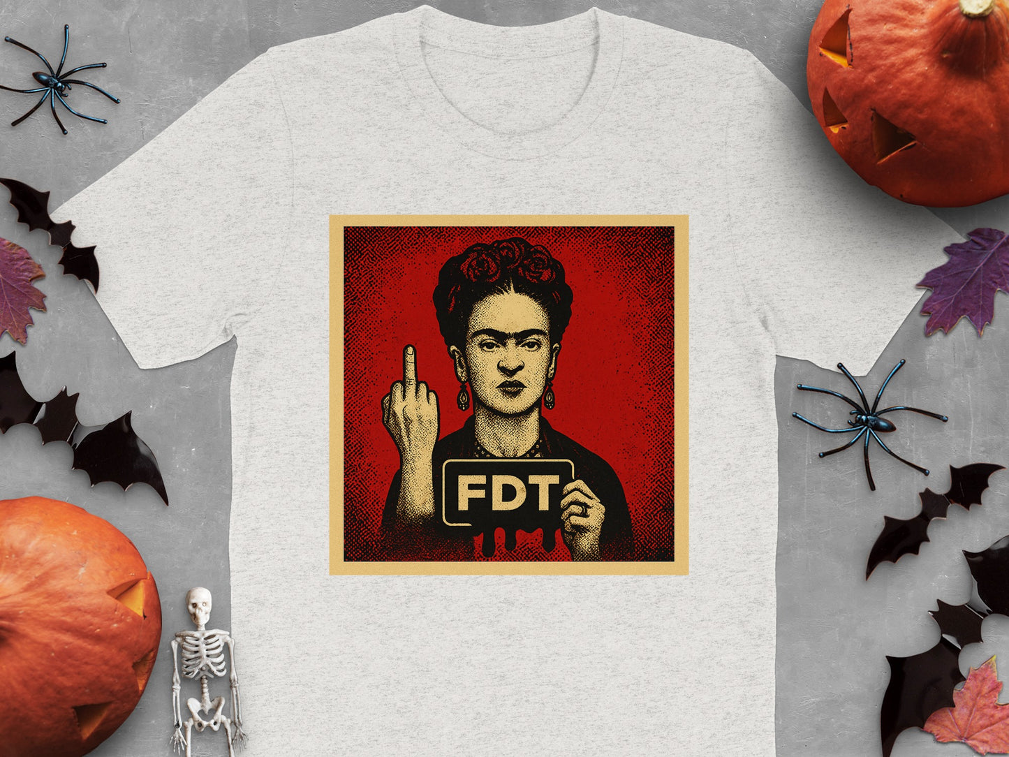 Frida Middle Finger Graphic T-shirt Halloween product