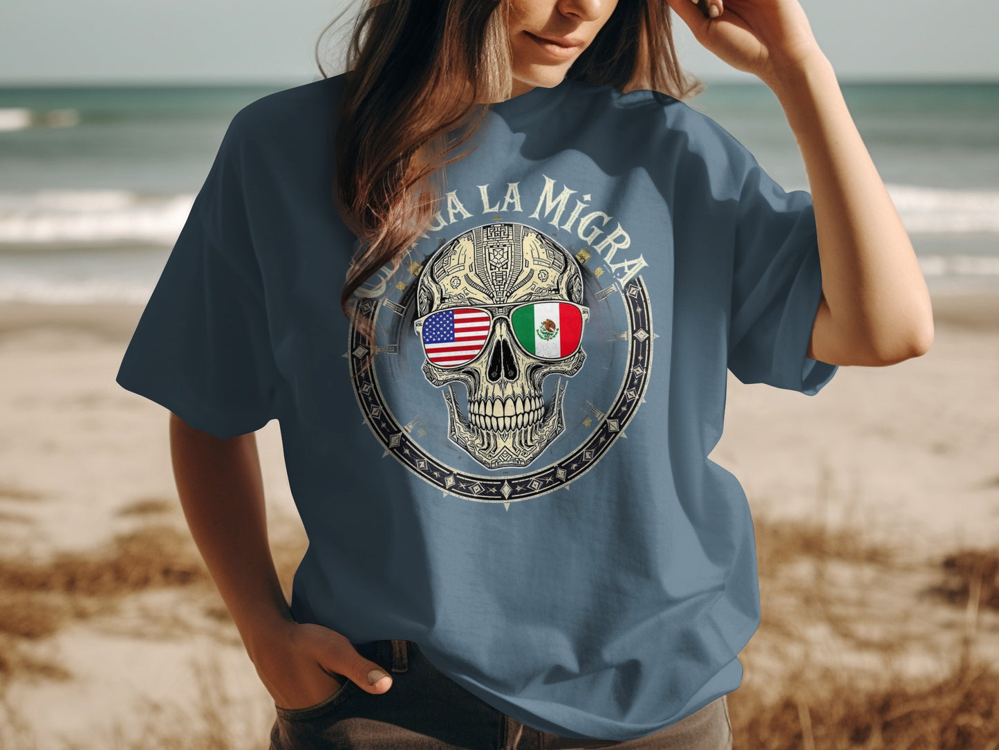 Fuera La Migra Skull Graphic Tee product type