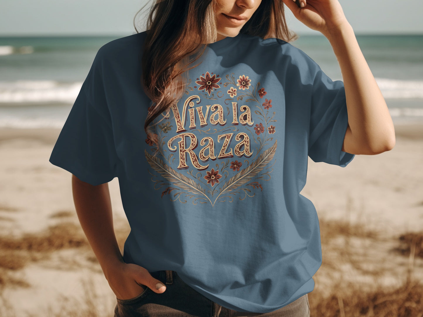 Viva la Raza Floral Heart Graphic Shirt product type