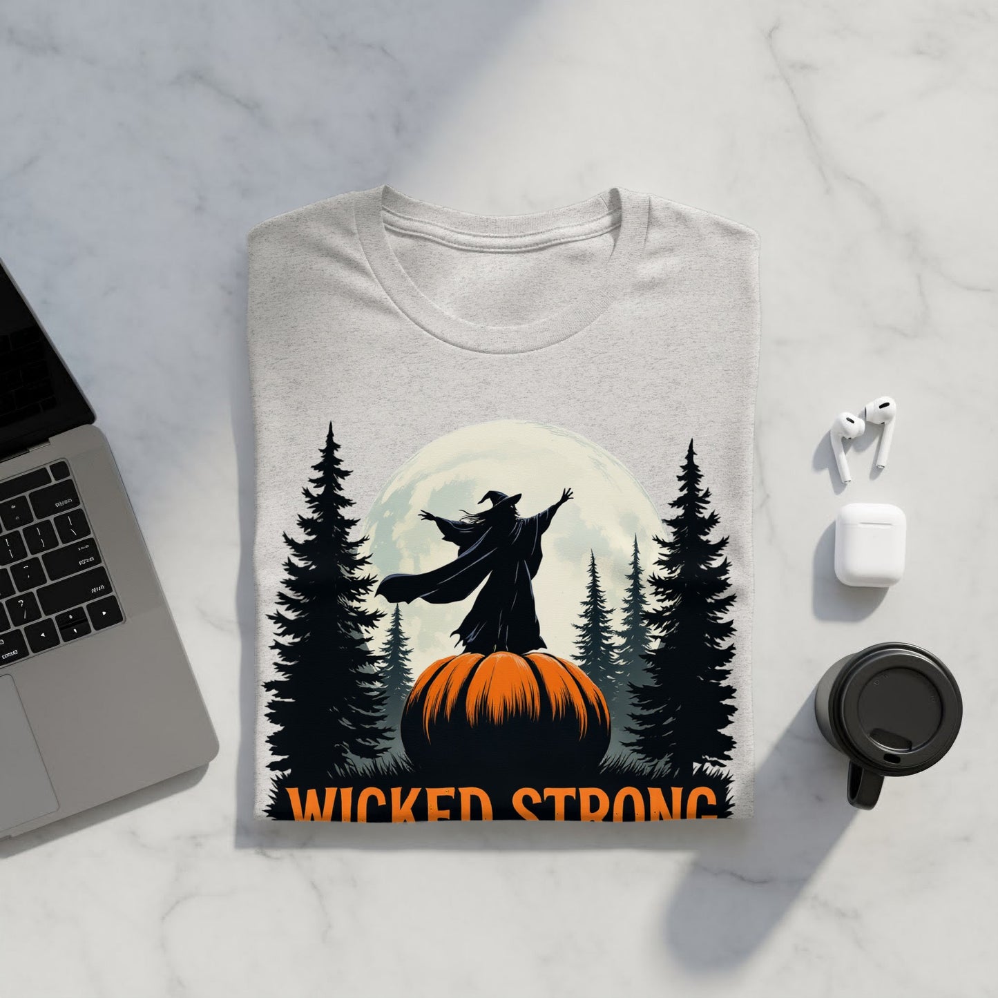 Wicked Strong Witch On Pumpkin Graphic T-Shirt product