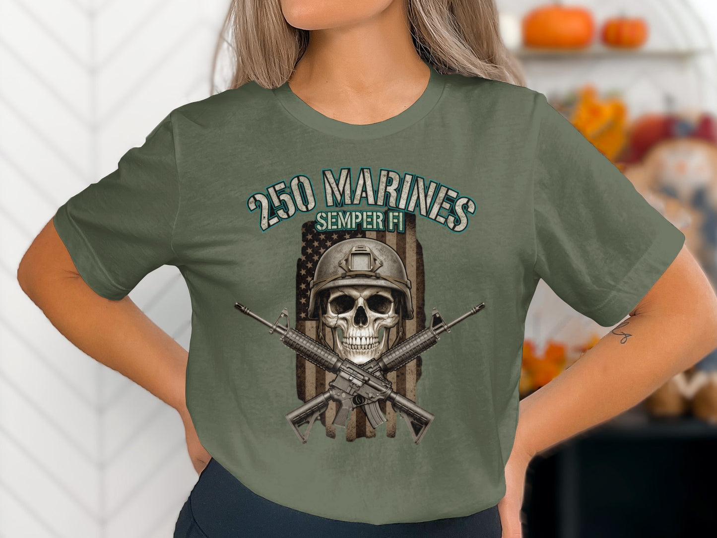 250 Marines Semper Fi Skull and Rifles Graphic Tee